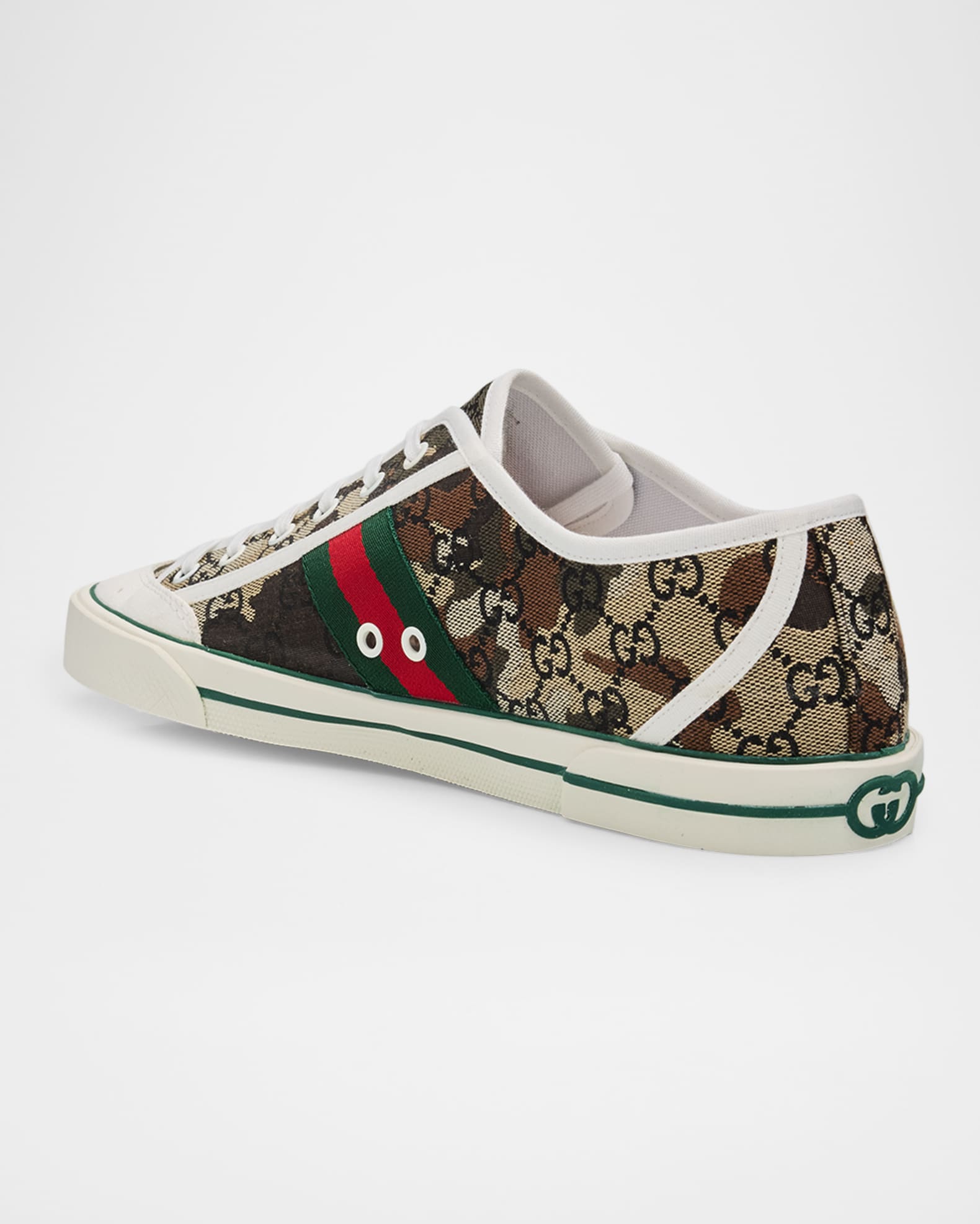 Gucci Men's GG Supreme Canvas Web Cap-Toe Sneakers | Neiman Marcus