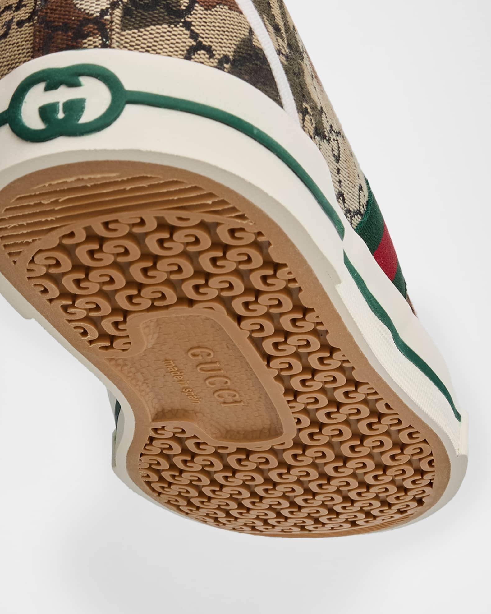 Gucci Men's GG Supreme Canvas Web Cap-Toe Sneakers | Neiman Marcus