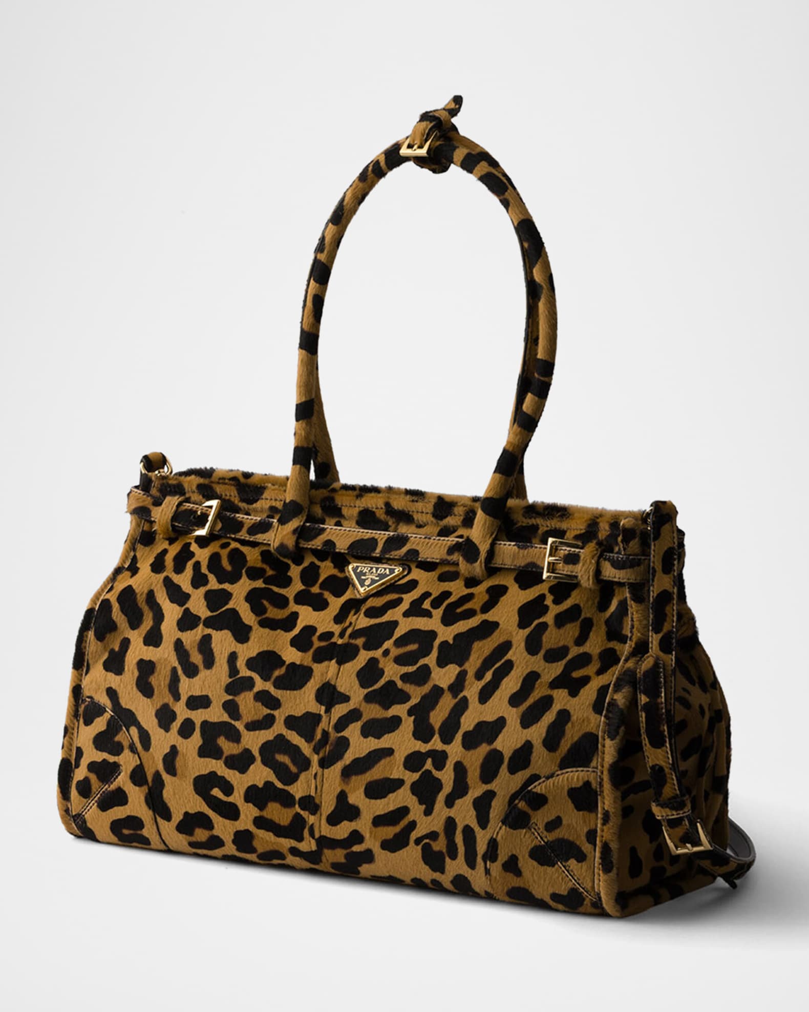 Prada Bonnie Large Leopard-Print Pony Hair Handbag | Neiman Marcus