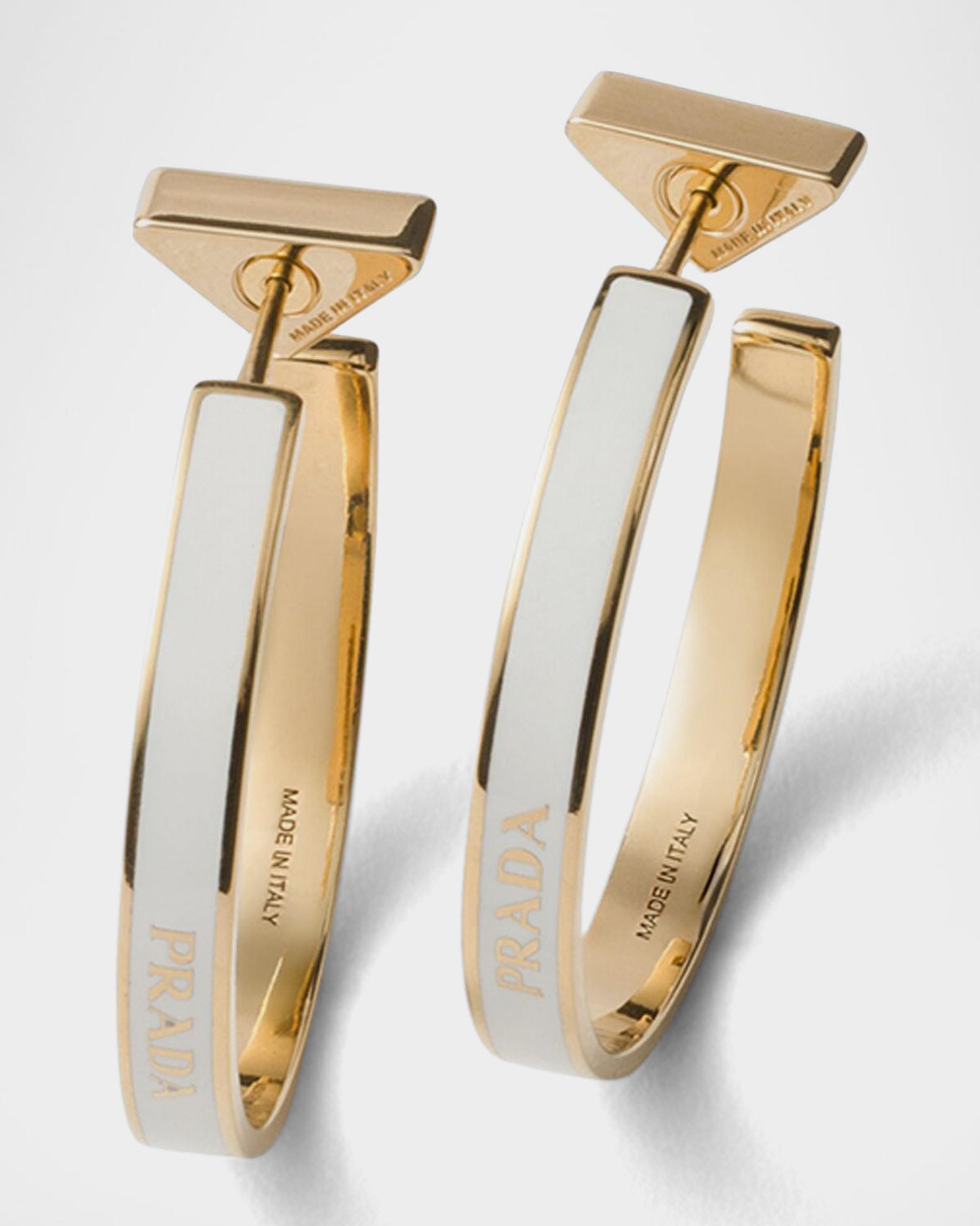 Prada Enamel Hoop Earrings | Neiman Marcus