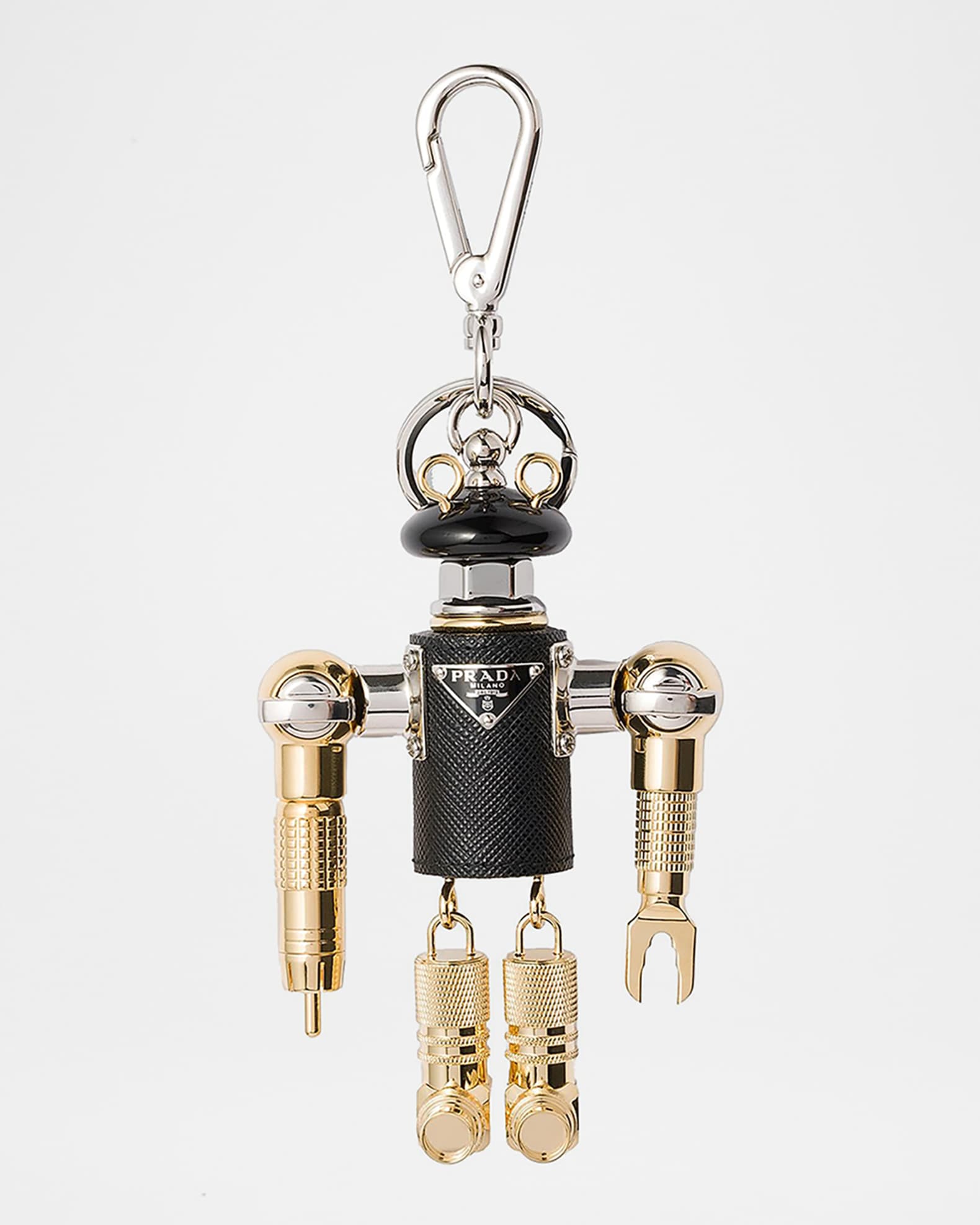 Prada Robot Saffiano Leather Key Ring Charm | Neiman Marcus