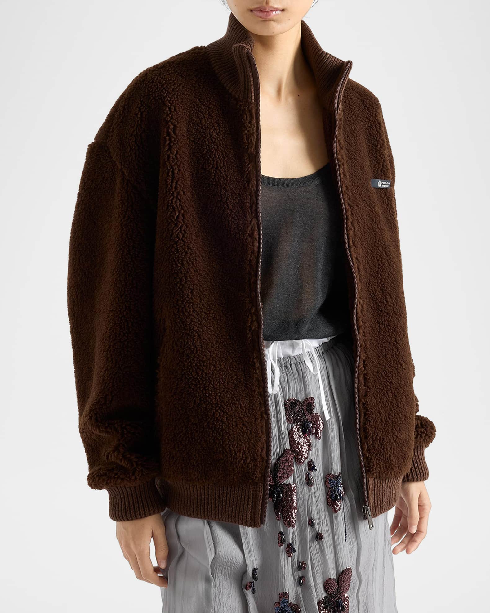 Prada Fleece Zip-Front Jacket | Neiman Marcus