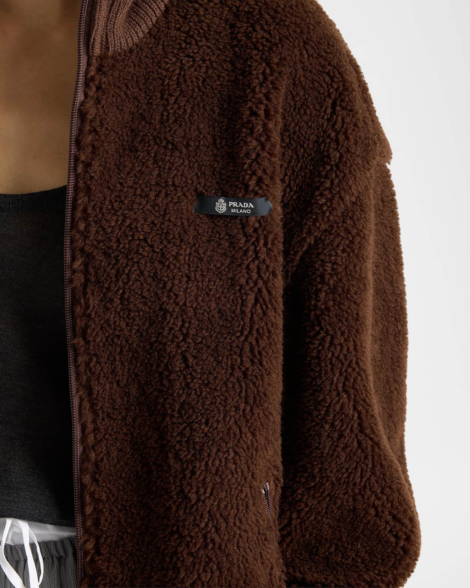 Prada Fleece Zip-Front Jacket | Neiman Marcus
