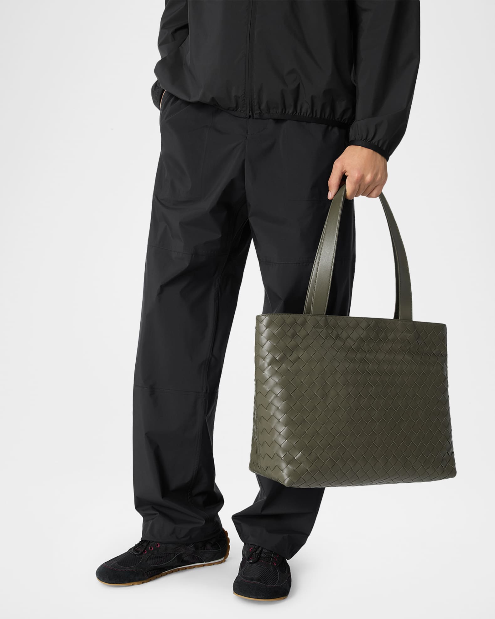 Bottega Veneta Men's Small Intrecciato Leather Zipped Tote Bag