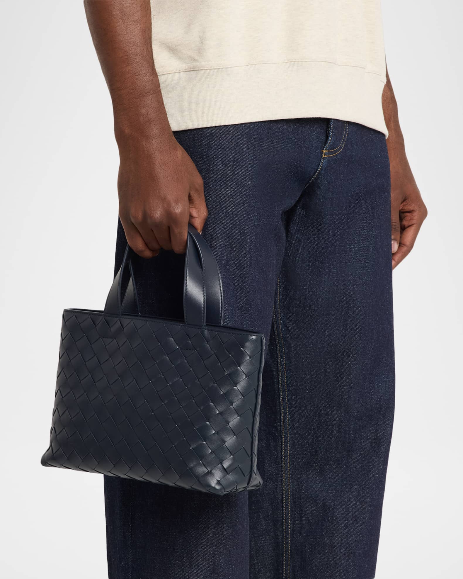 バッグ BOTTEGA VENETA INTRECCIATO LEATHER BAG Bottega Veneta Men's Intrecciato Zip North-South Tote Bag