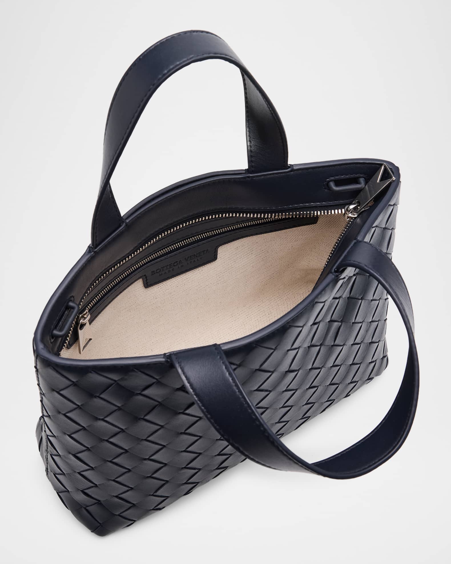 Bottega Veneta Men's Mini Intrecciato Leather Zipped Tote Bag