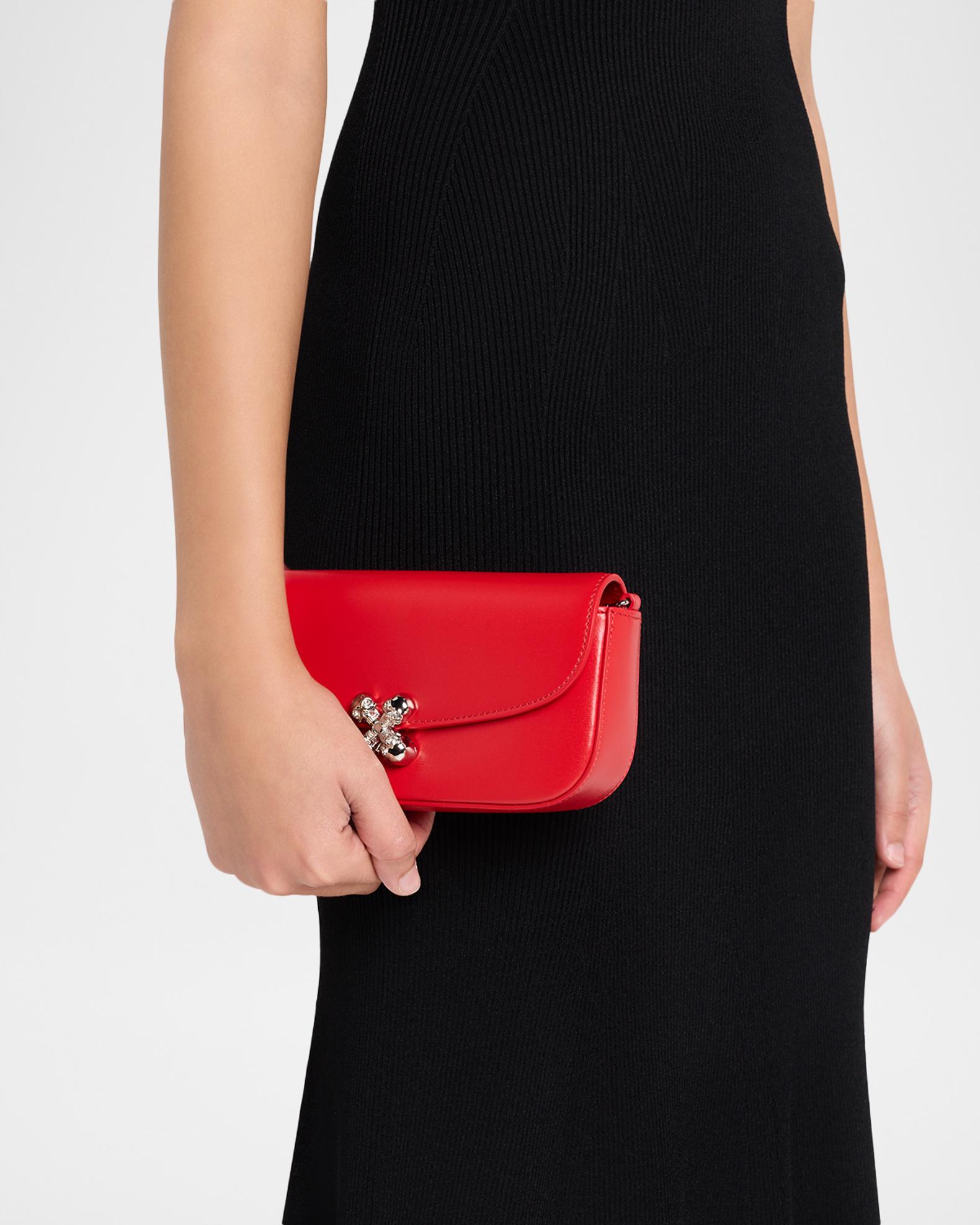 McQueen Small Skull Flower Leather Shoulder Bag | Neiman Marcus