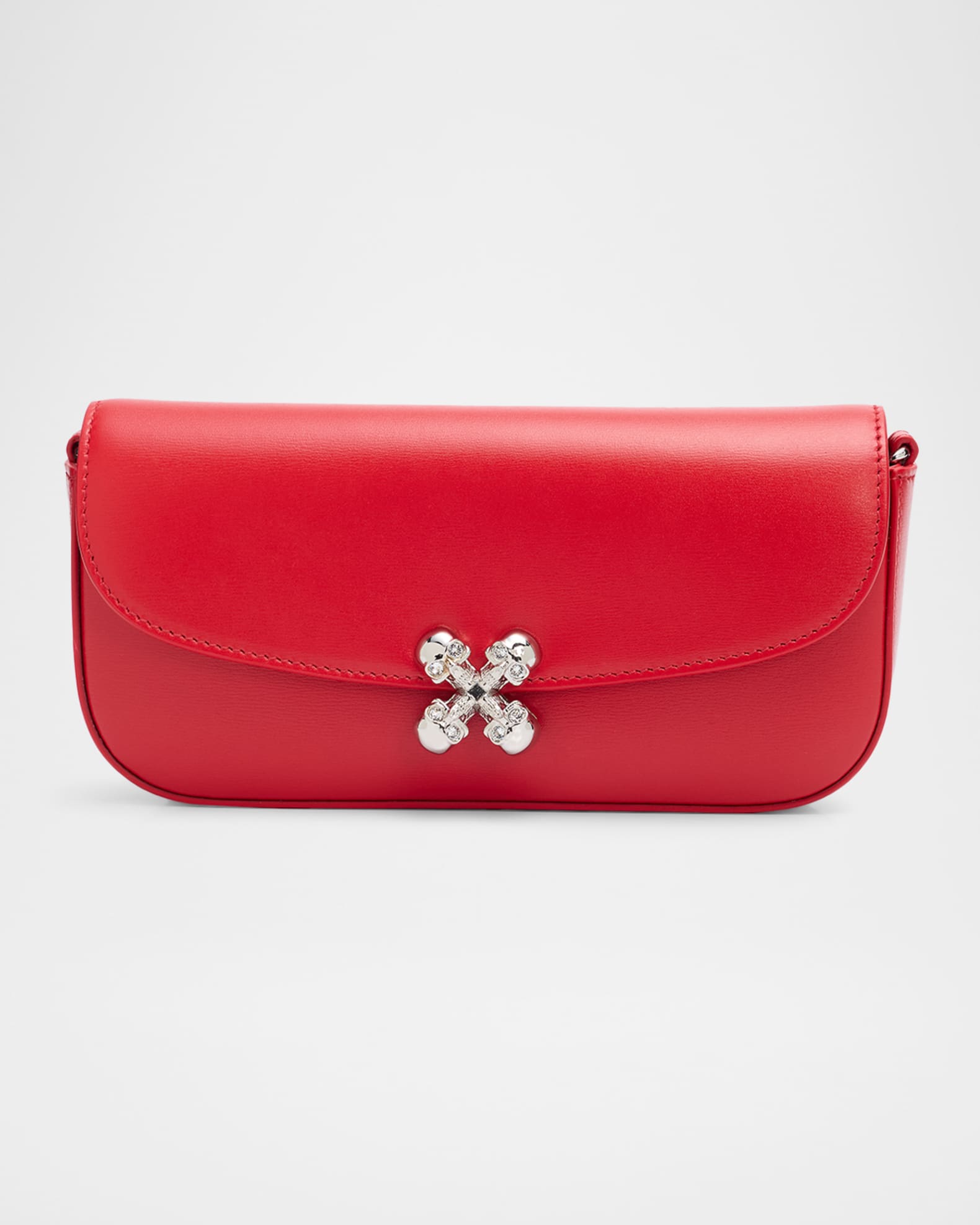 McQueen Small Skull Flower Leather Shoulder Bag | Neiman Marcus