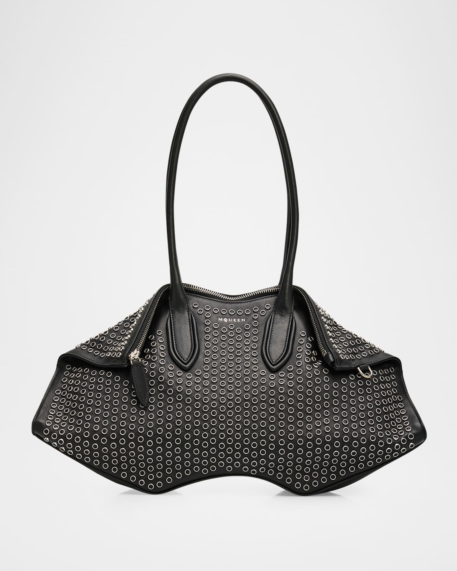 McQueen Manta Studded Sculptural Nappa Leather Shoulder Bag