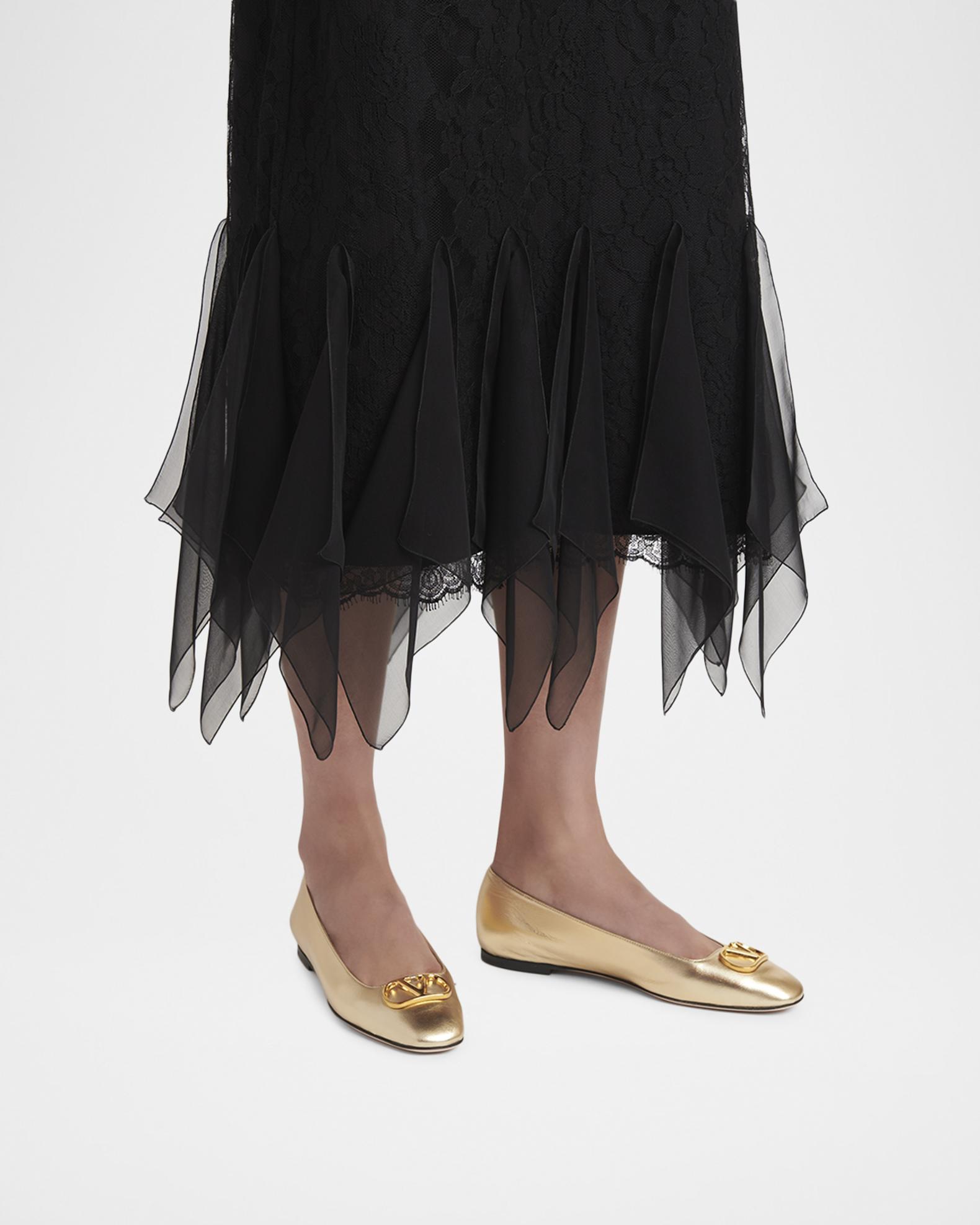 Valentino Garavani VLogo Signature Metallic Leather Ballerina