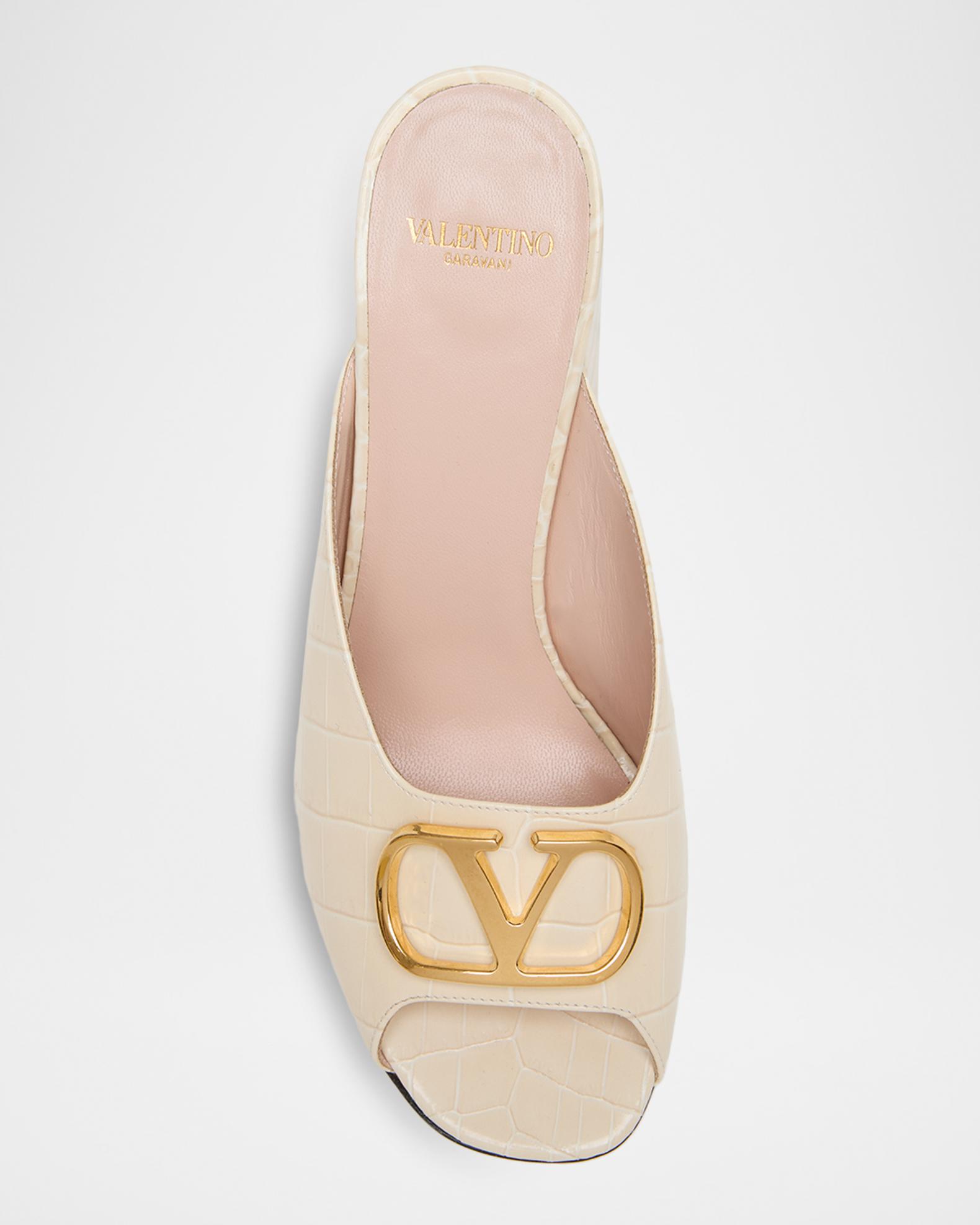 Valentino Garavani 95mm VLogo Signature Croc-Embossed Leather