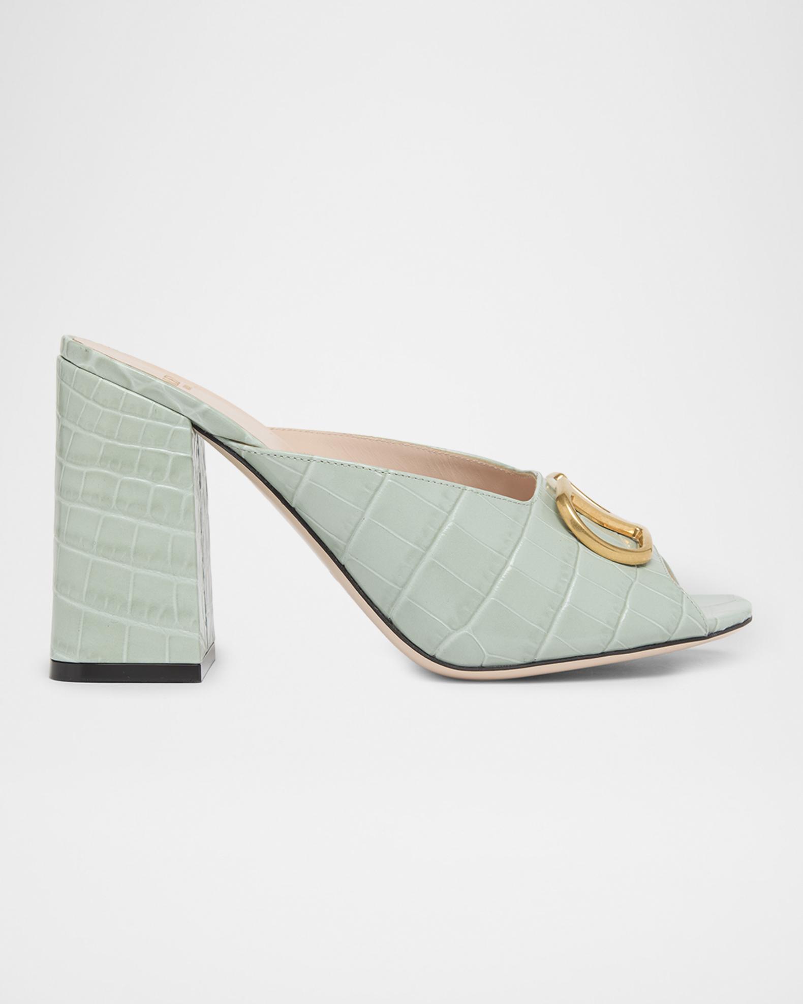 Valentino Garavani 95mm VLogo Signature Croc-Embossed Leather