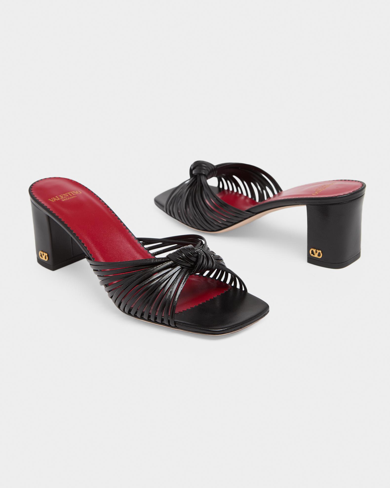 Valentino Garavani 60mm Anne Knotted Leather Mules | Neiman Marcus
