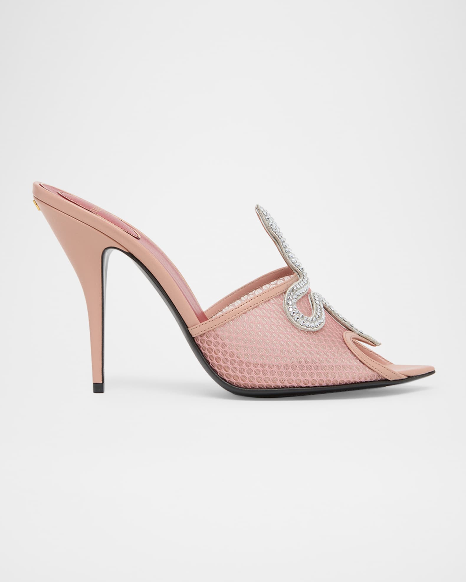 Valentino Garavani 105mm Embellished Snake Leather Mesh Mule Pumps