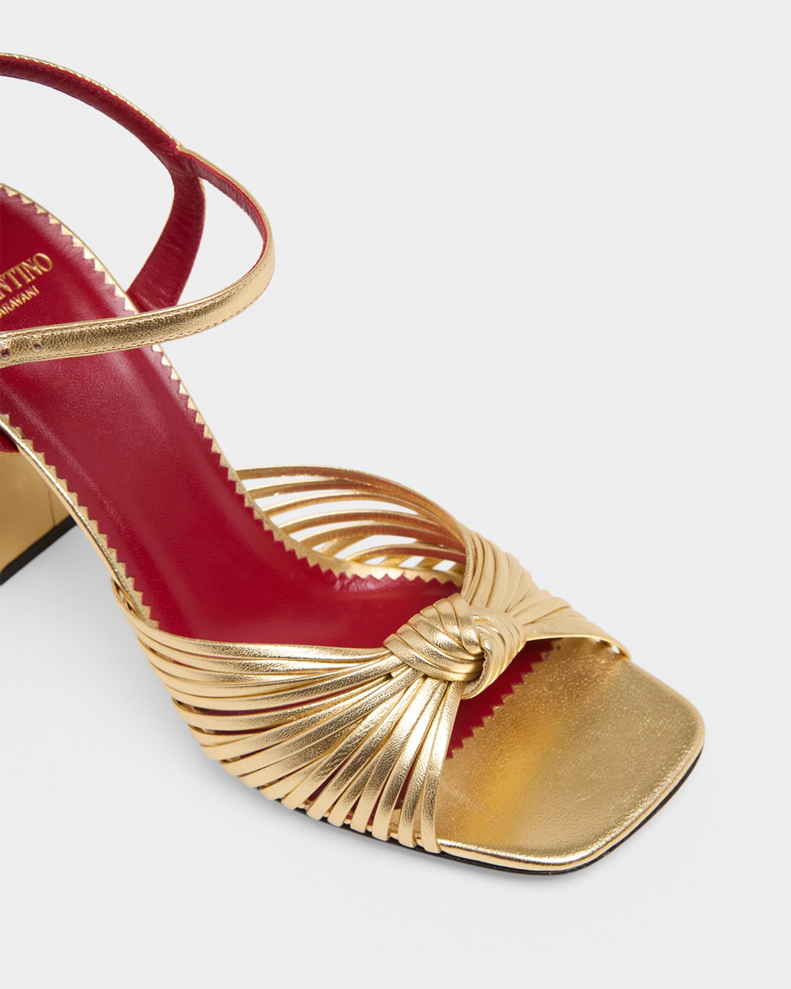 Valentino Garavani 90mm VLogo Anne Metallic Leather Block-Heel