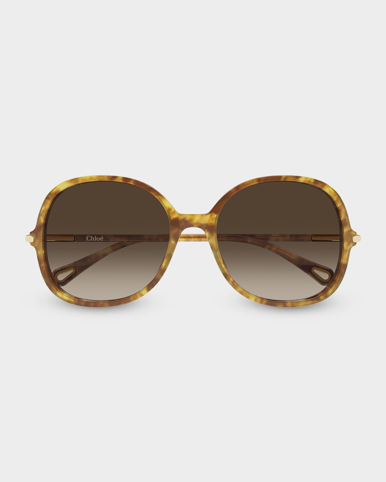 Chloé Scalloped Round Sunglasses in Brown Gradient and Gold Chloé | Round gold brown sunglasses | Savannahs main image 4