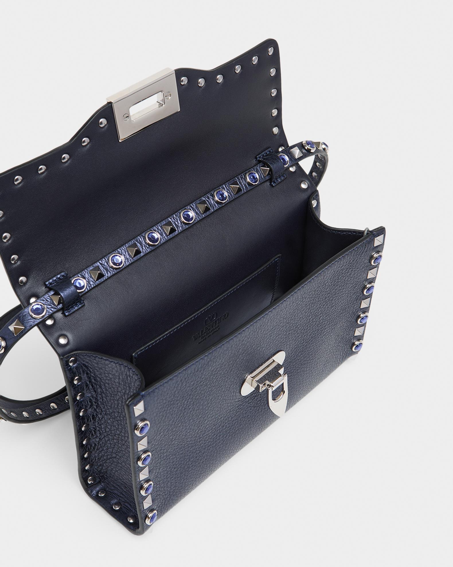 Valentino Garavani Small Rockstud & Rhinestone Metallic Leather