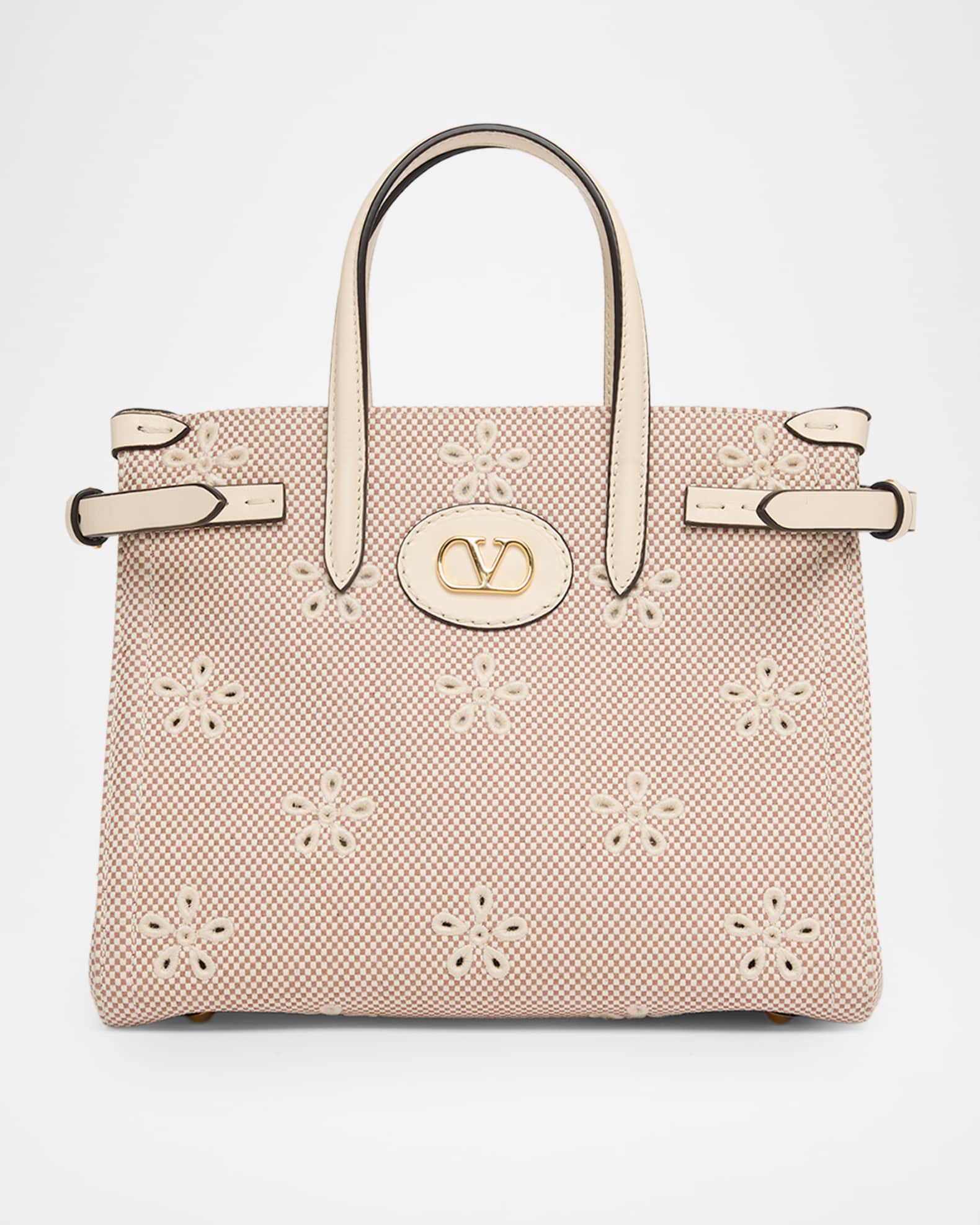 Valentino Garavani Small Eyelet-Embroidered Canvas Tote Bag