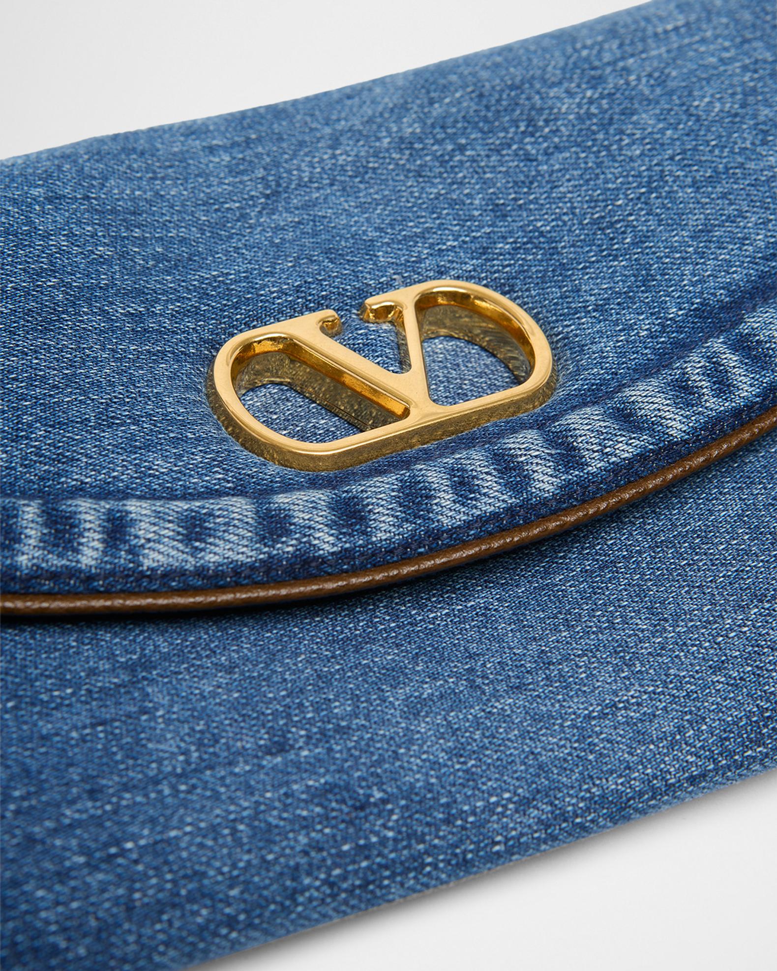 Valentino Garavani DeVain Small Denim VLogo Shoulder Bag | Neiman