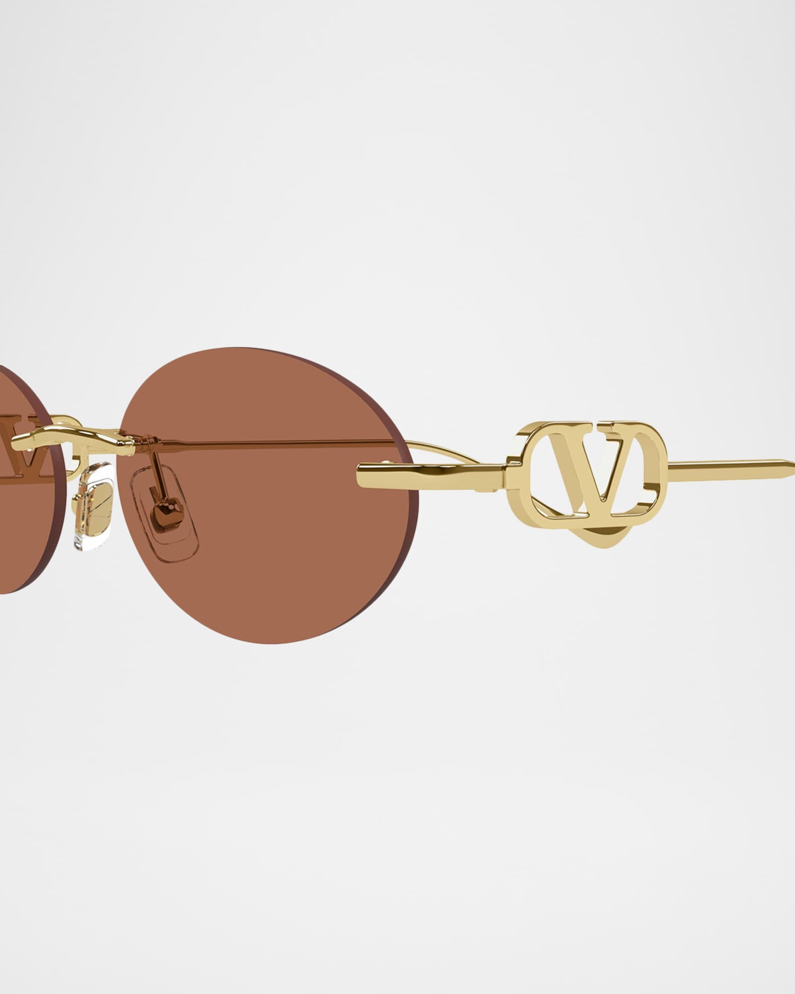 Valentino Garavani VLogo 53mm Metal Oval Sunglasses | Neiman Marcus