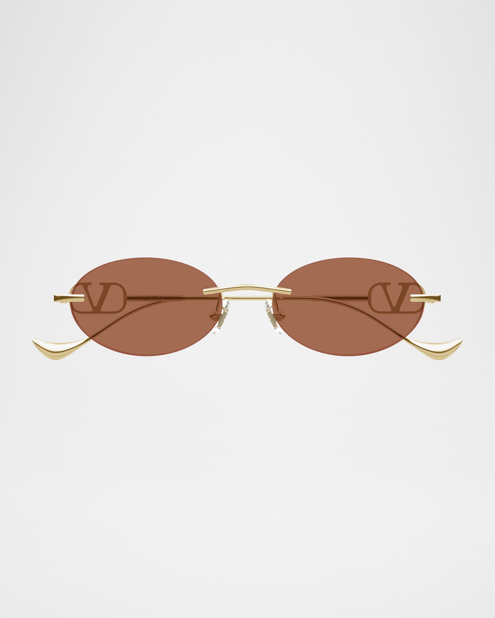 Valentino Garavani VLogo 53mm Metal Oval Sunglasses | Neiman Marcus