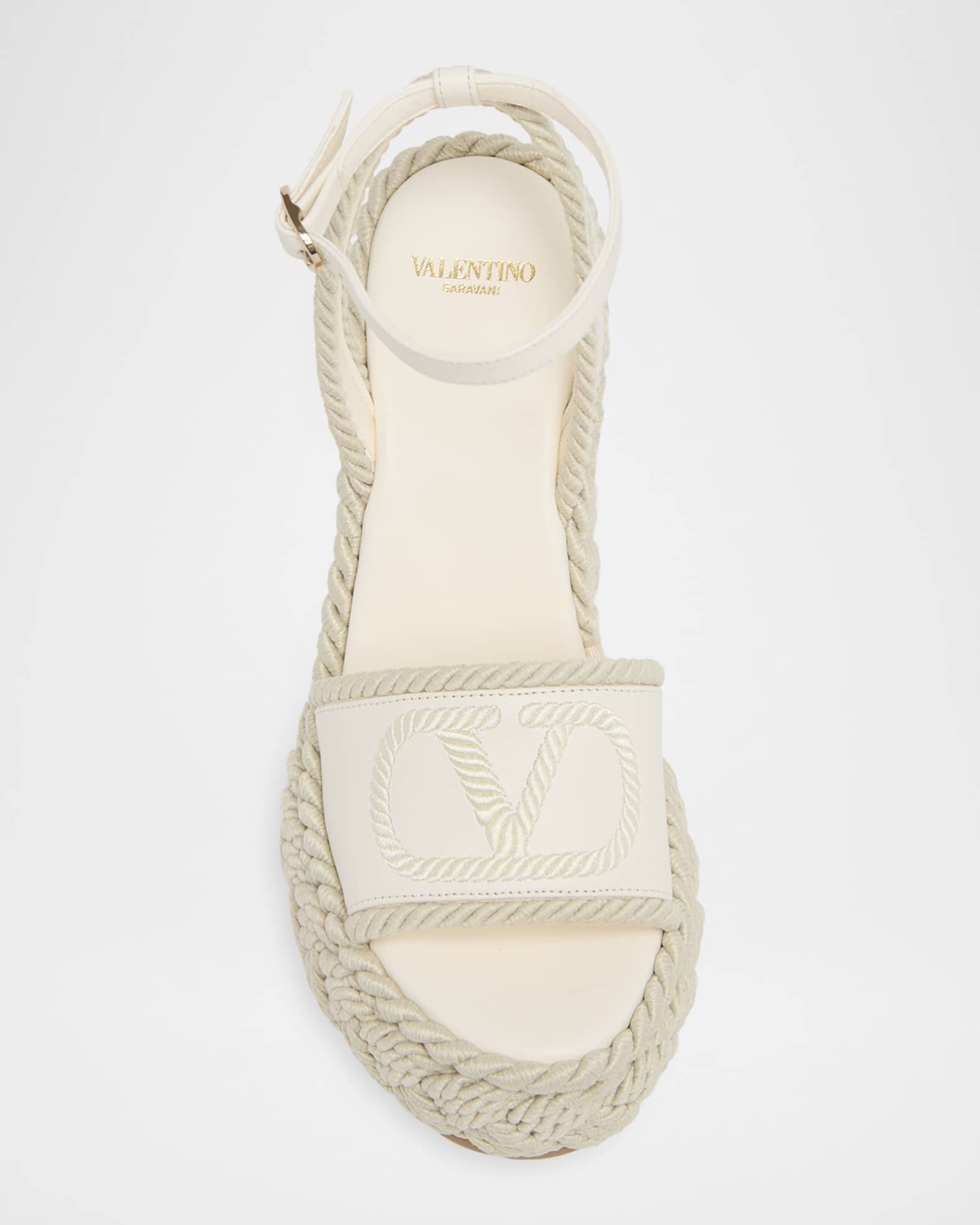 Valentino Garavani 130mm VLogo Signature Torchon Wedge Sandals
