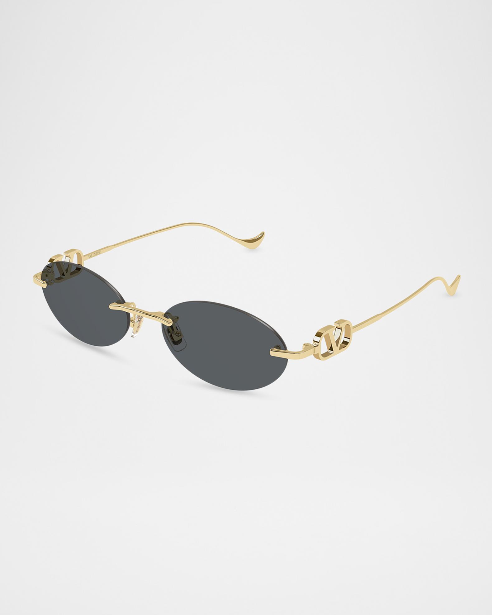 Rimless Oval Sunglasses in Black and Gold with Red Case Rimless Red Tint Gold Frame Woodgrain Shades Men main image 4