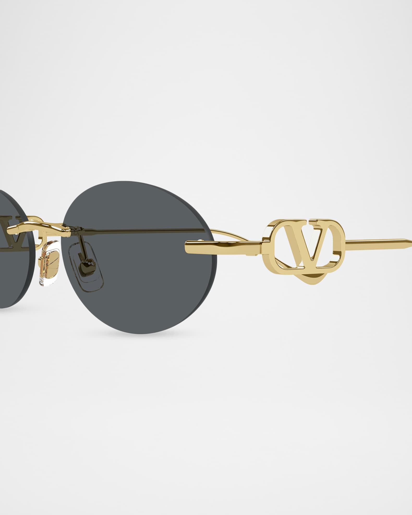 Valentino Garavani VLogo 53mm Metal Oval Sunglasses | Neiman Marcus