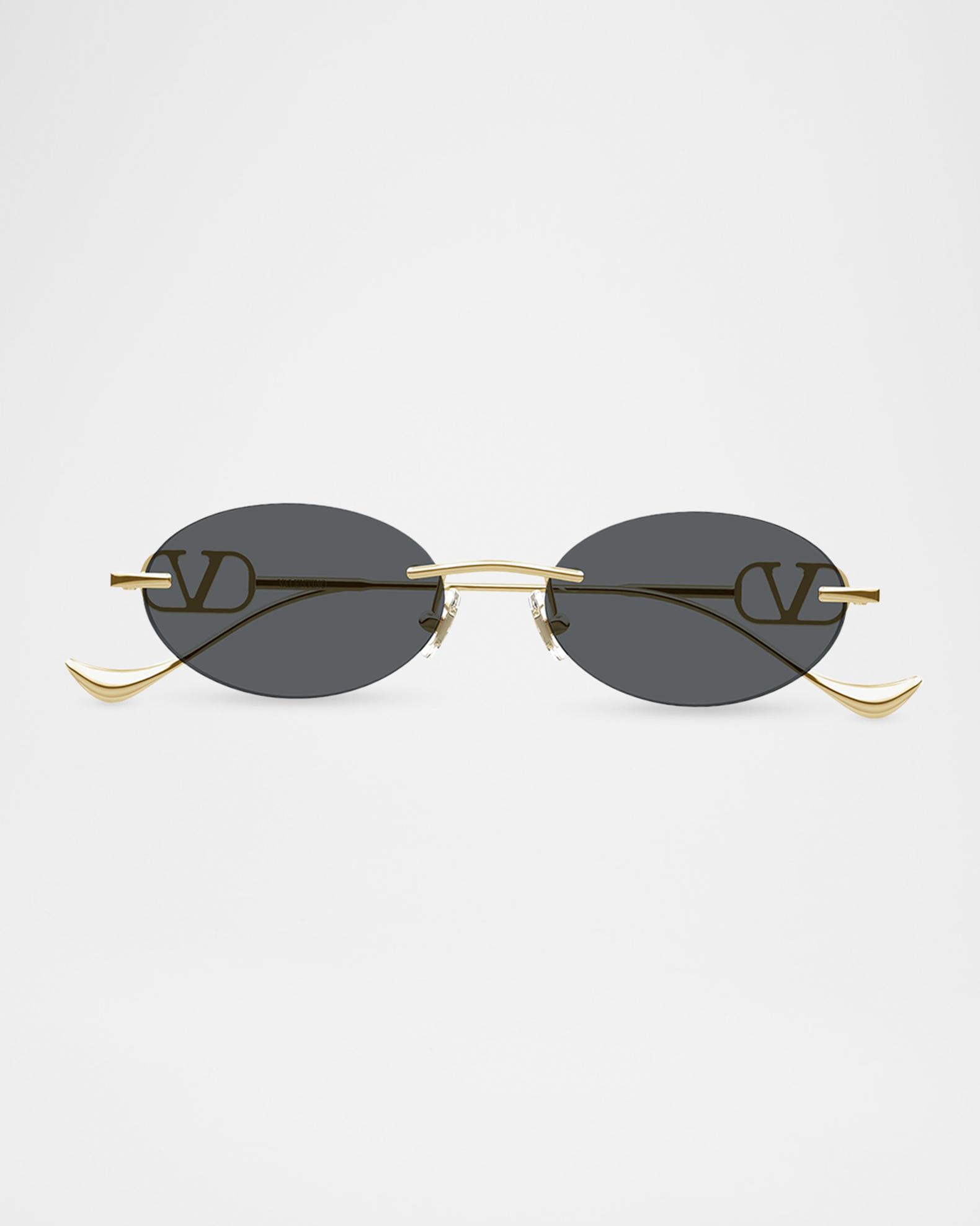 Valentino Garavani VLogo 53mm Metal Oval Sunglasses | Neiman 