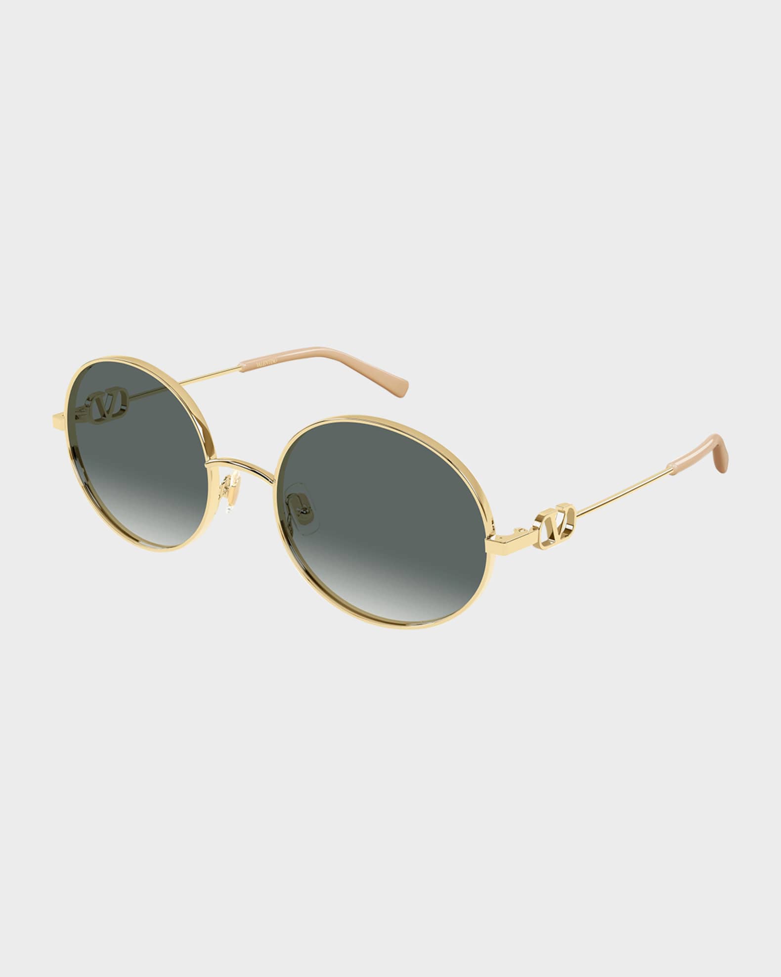d*⠀様 27.67 FAVORITE 15th ANNIVERSARY Voc Valentino Garavani VLogo Signature 56mm Metal Round Sunglasses