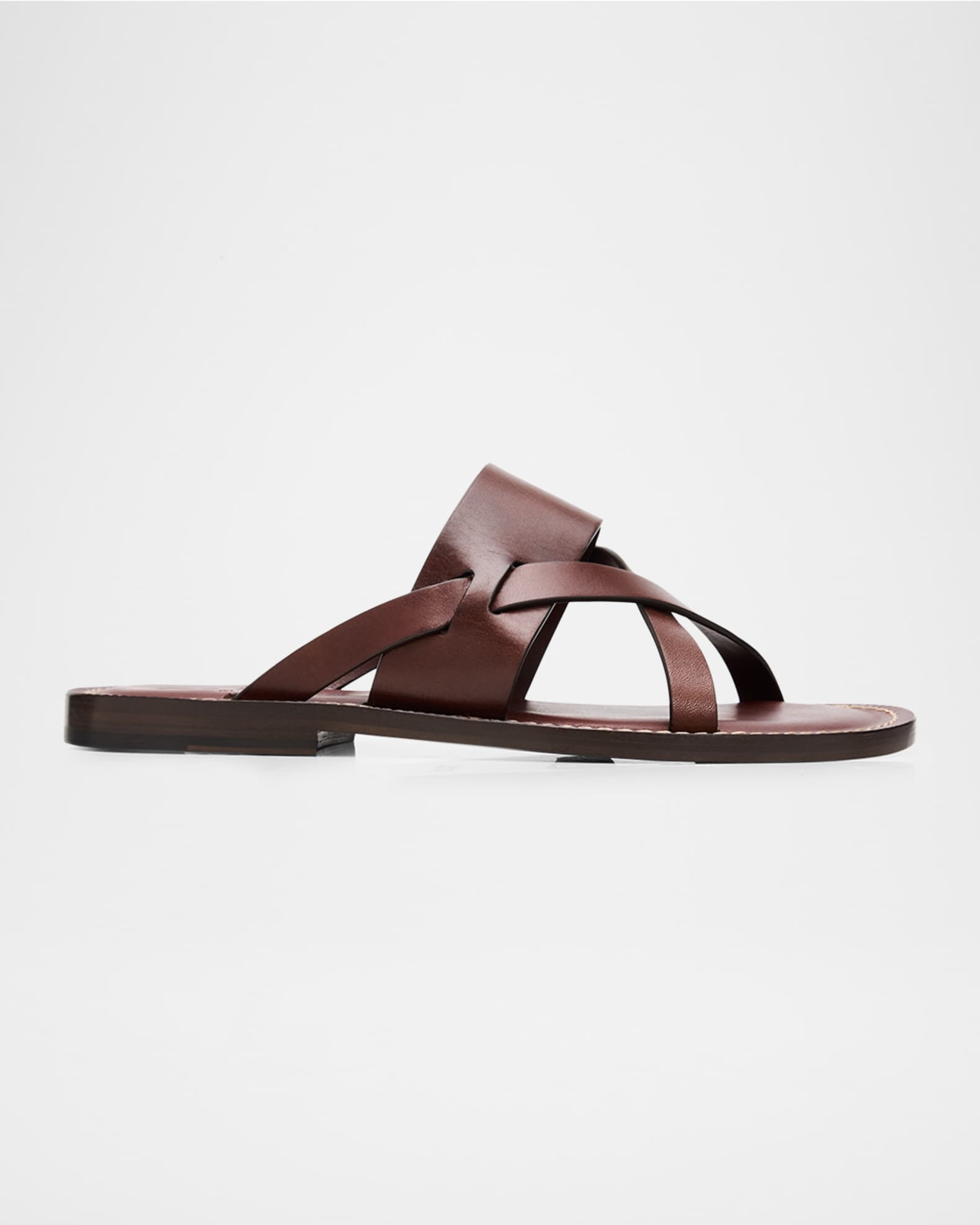 BRUNELLO CUCINELLIウイングチップレザー×キャンバス ブラウン Brunello Cucinelli Men's Strappy Leather Sandals | Neiman Marcus