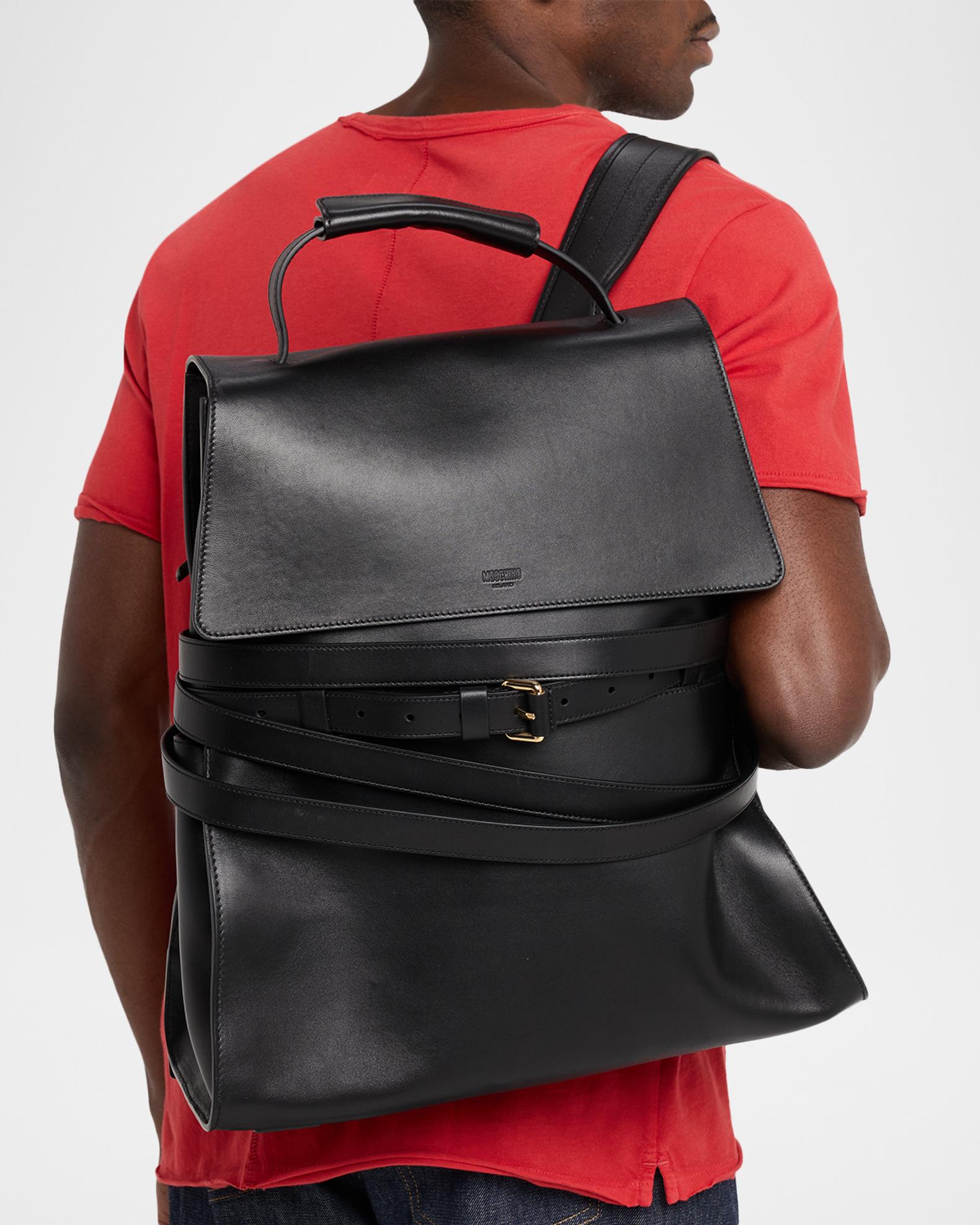 Moschino Men's Tie Me Leather Backpack | Neiman Marcus
