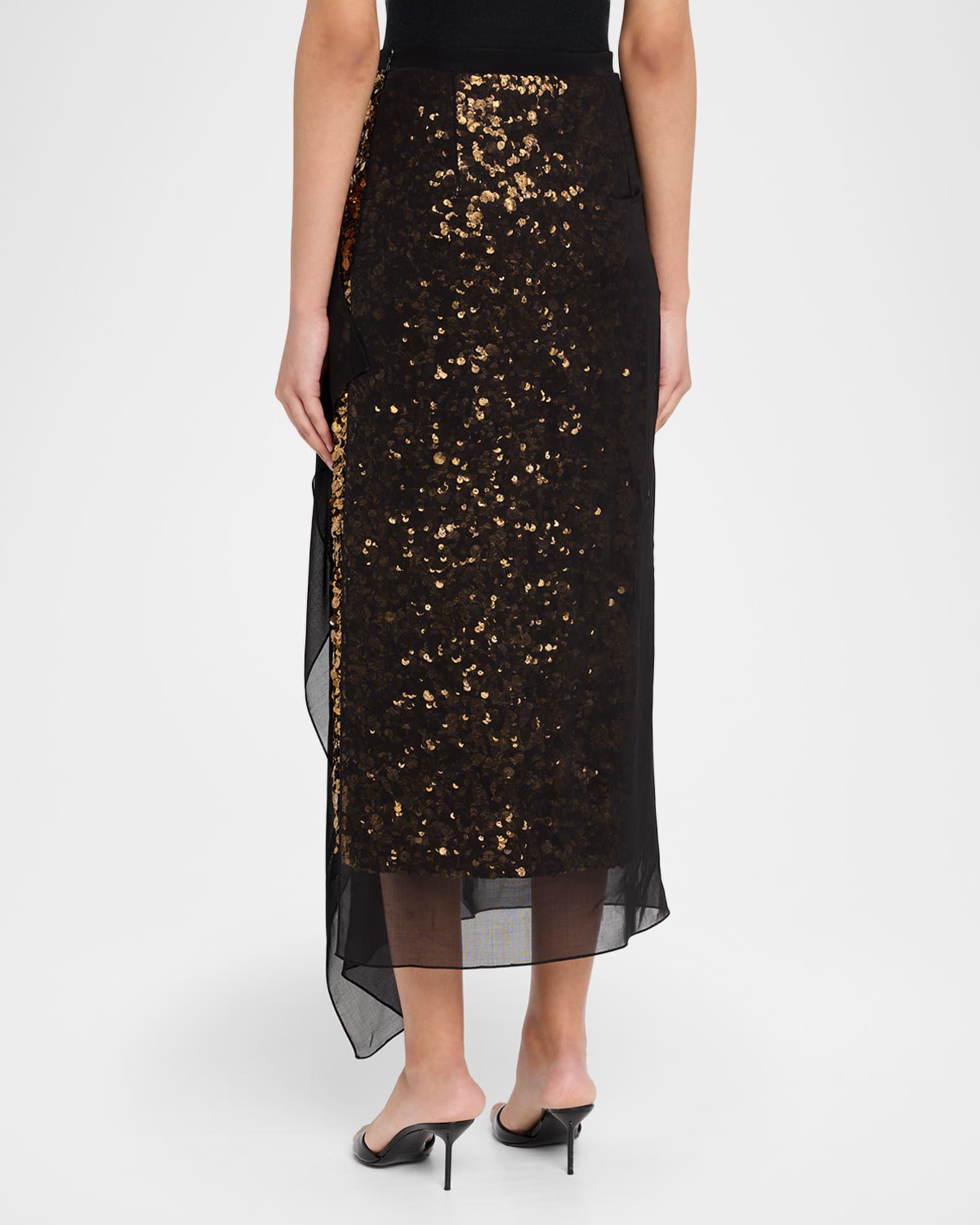 Michael Kors Collection Chiffon-Layered Sequin Midi Skirt | Neiman Marcus