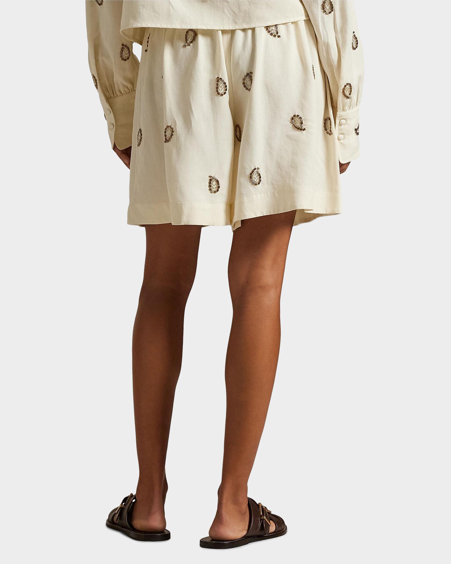 Polo Ralph Lauren Anna Beaded Paisley Shorts | Neiman Marcus