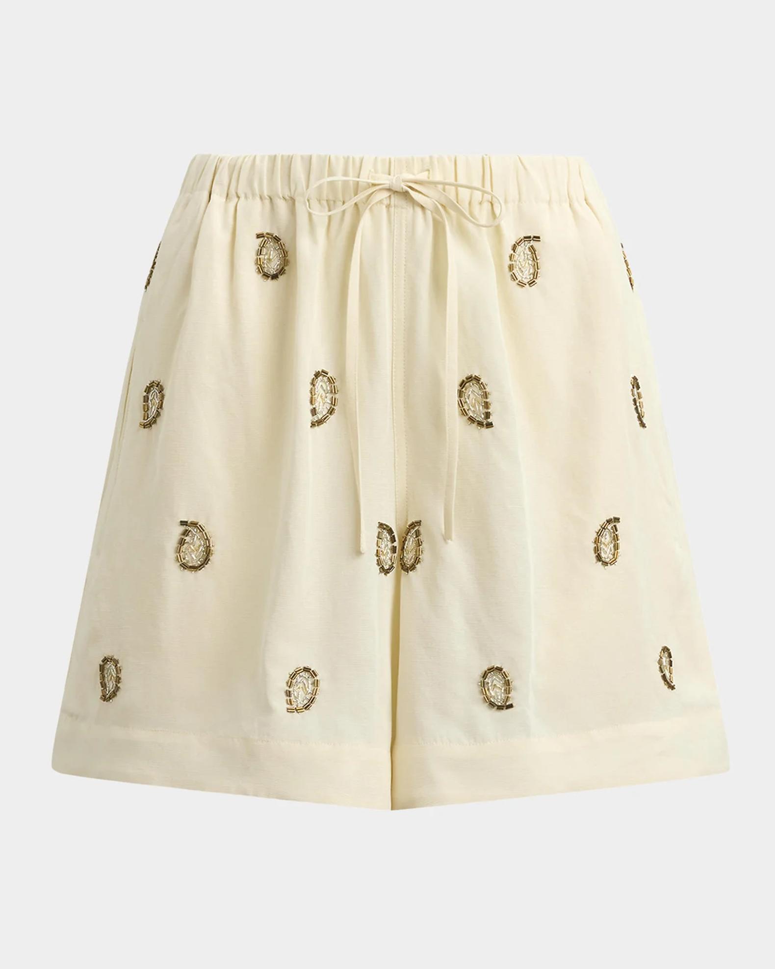 Polo Ralph Lauren Anna Beaded Paisley Shorts | Neiman Marcus