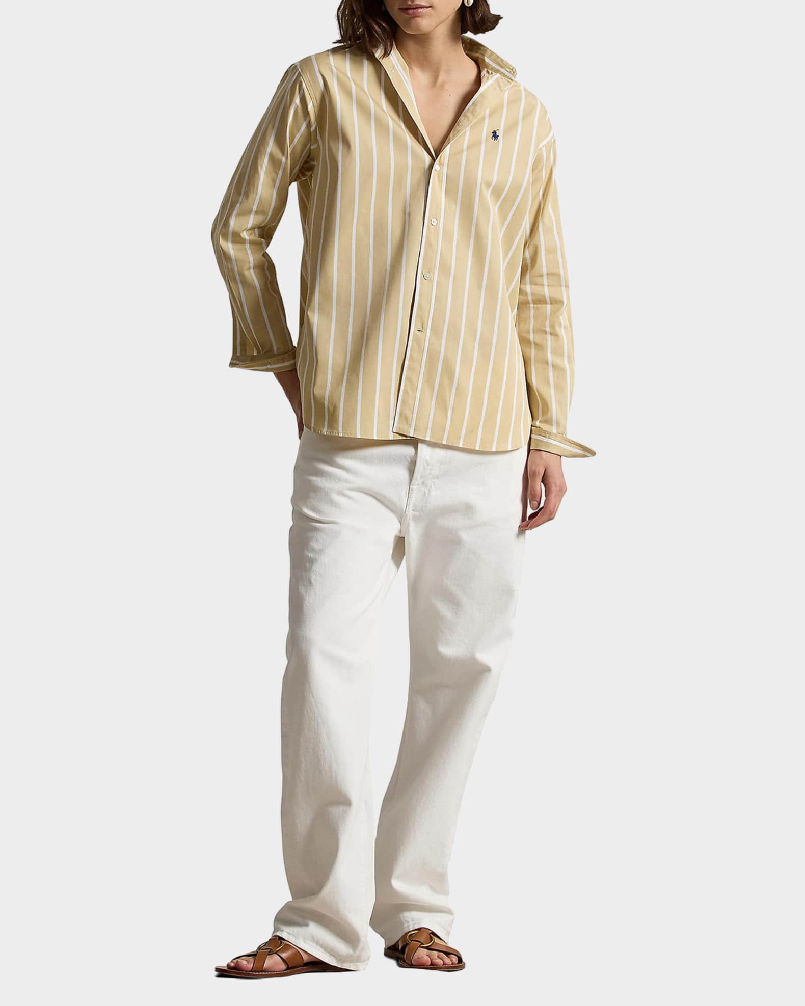 Relaxed-Fit Striped Cotton Shirt | Neiman Marcus