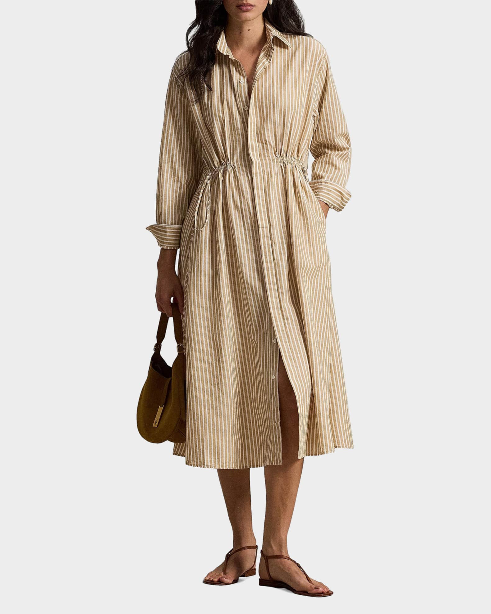 polo ralph lauren striped cotton shirt dress Ralph Lauren Belted Stripe Cotton Shirtdress