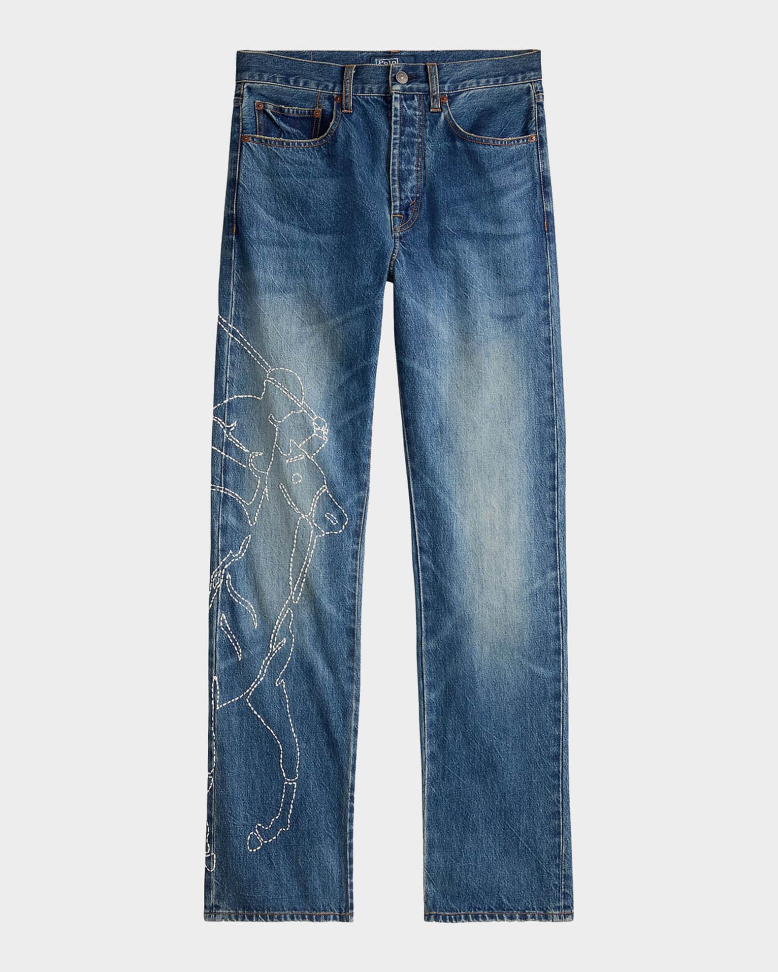 Polo Ralph Lauren Embroidered Relaxed Straight Jeans | Neiman Marcus
