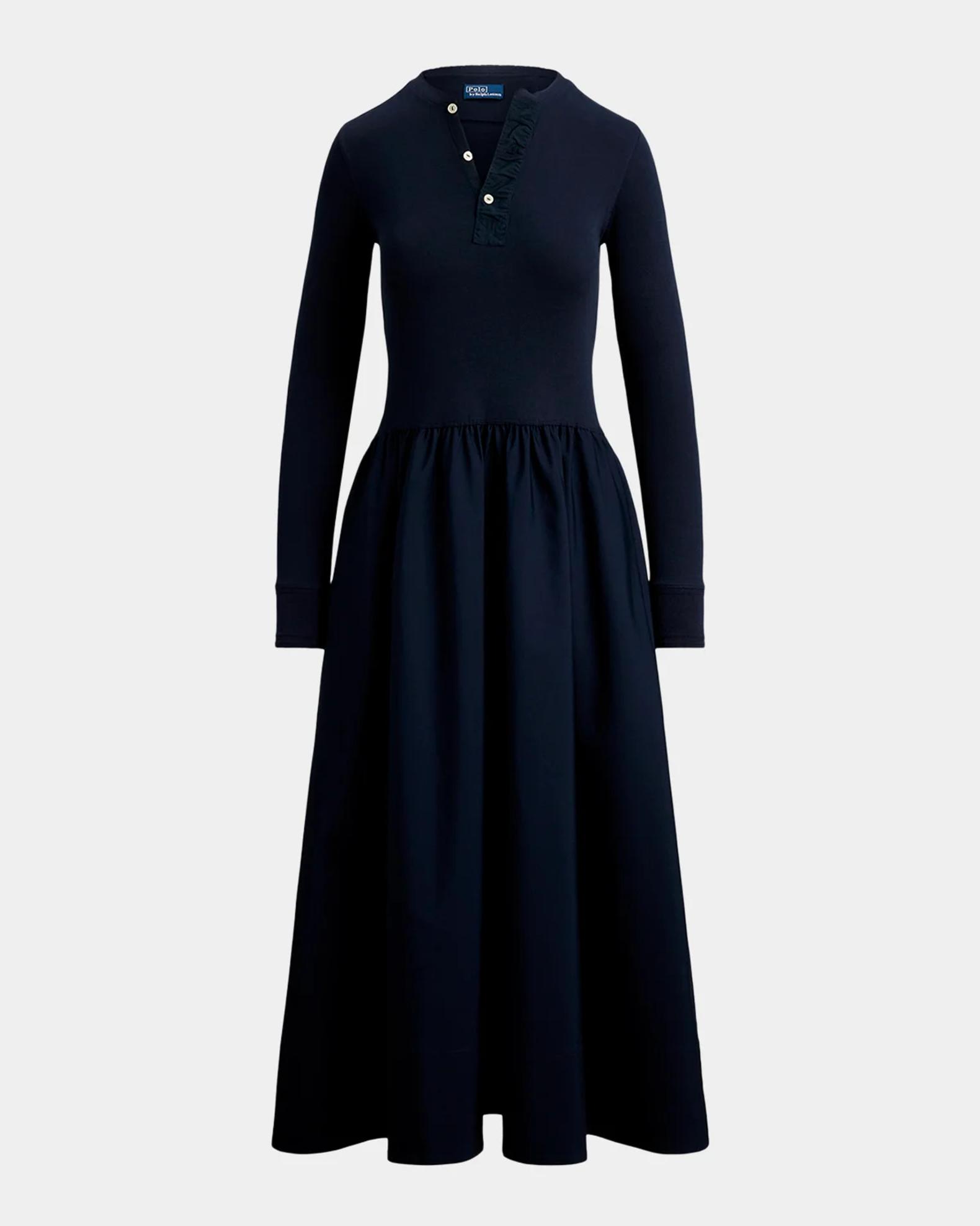 Polo Ralph Lauren Split Neck Cotton Maxi Dress | Neiman Marcus