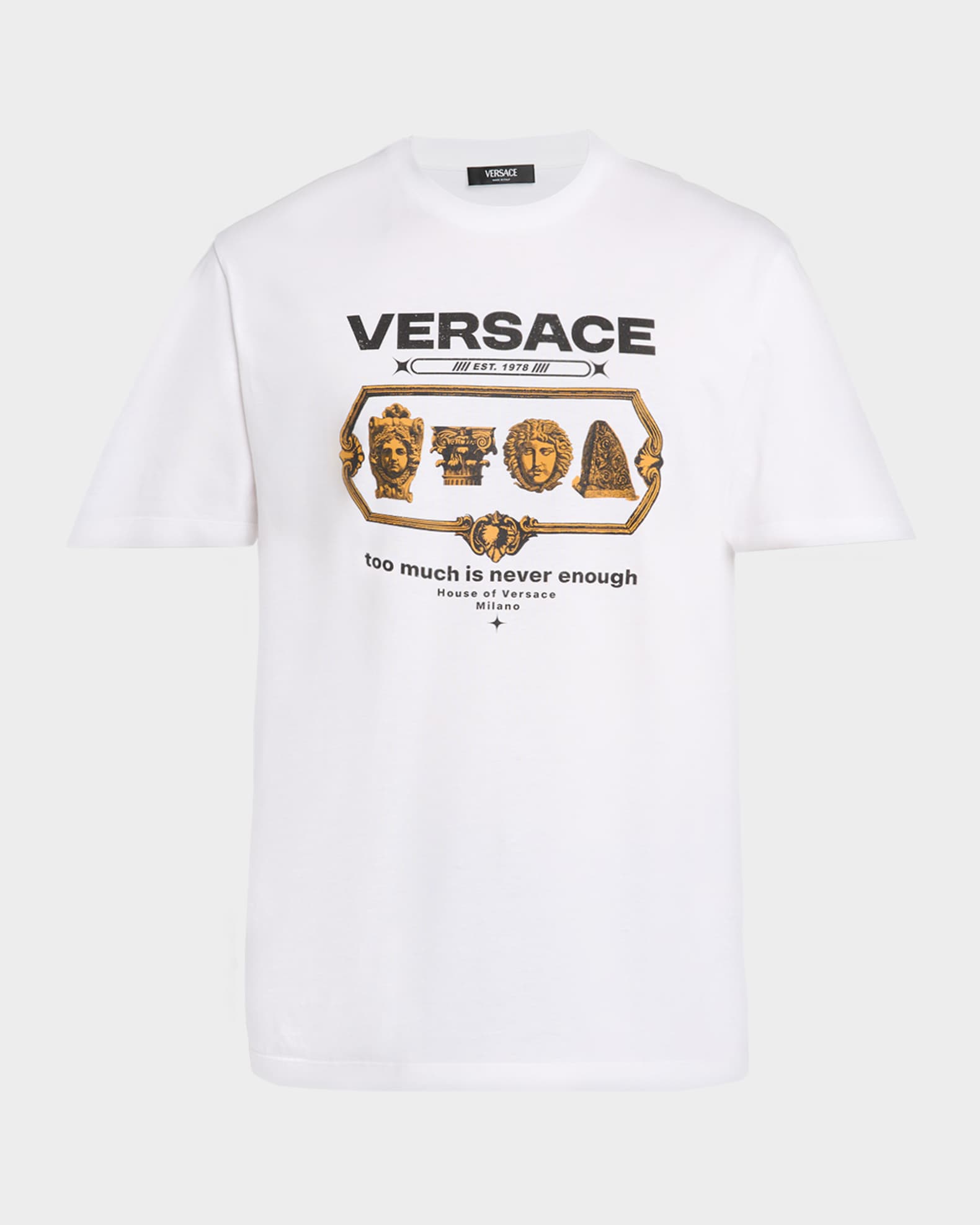 VERSACE メデューサロゴ Tシャツ ホワイト　Sサイズ Versace Girl's Medusa & Greca Trim Graphic T-Shirt, Size 4-6