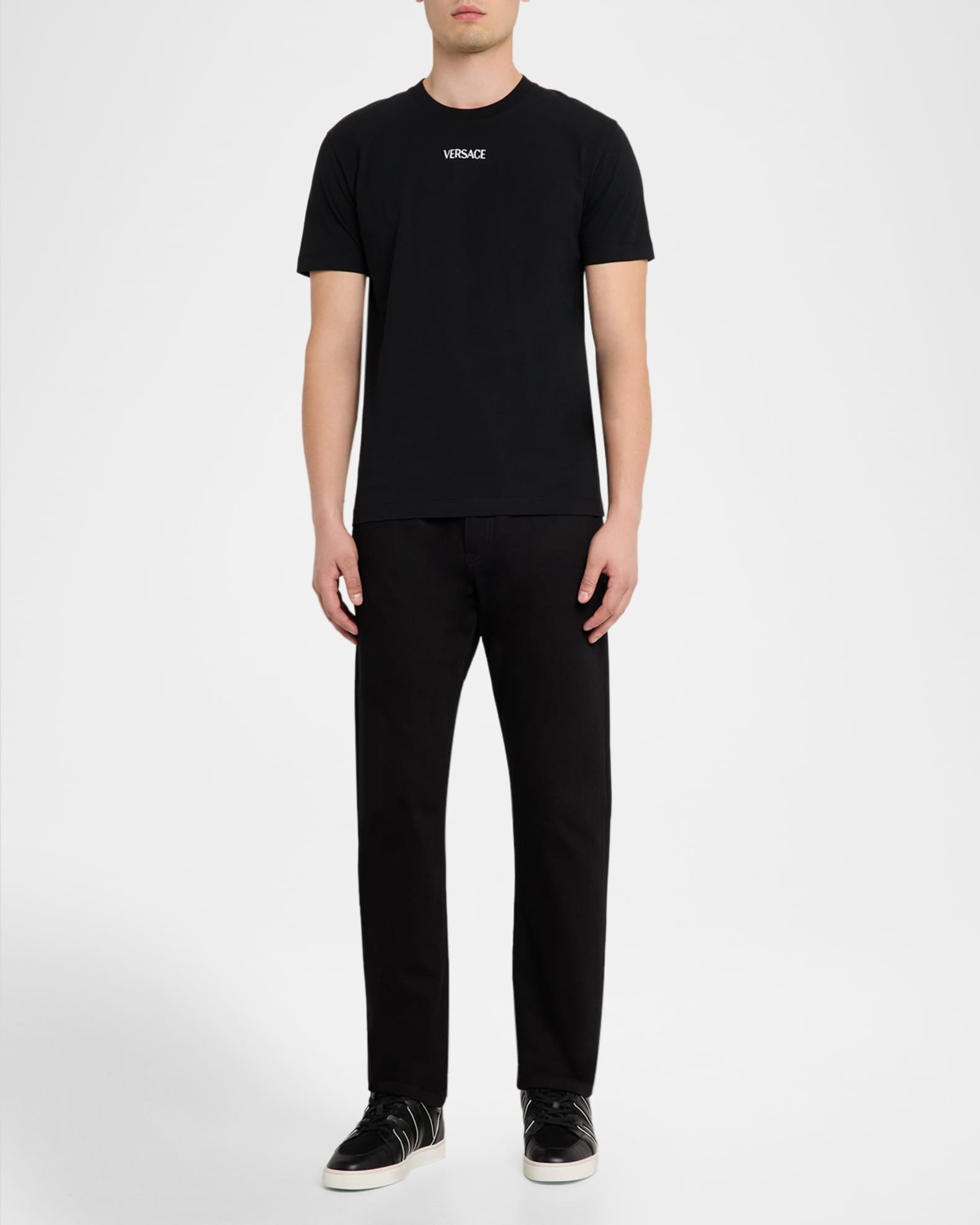 Versace Men's Cotton Embroidered Logo T-Shirt | Neiman Marcus