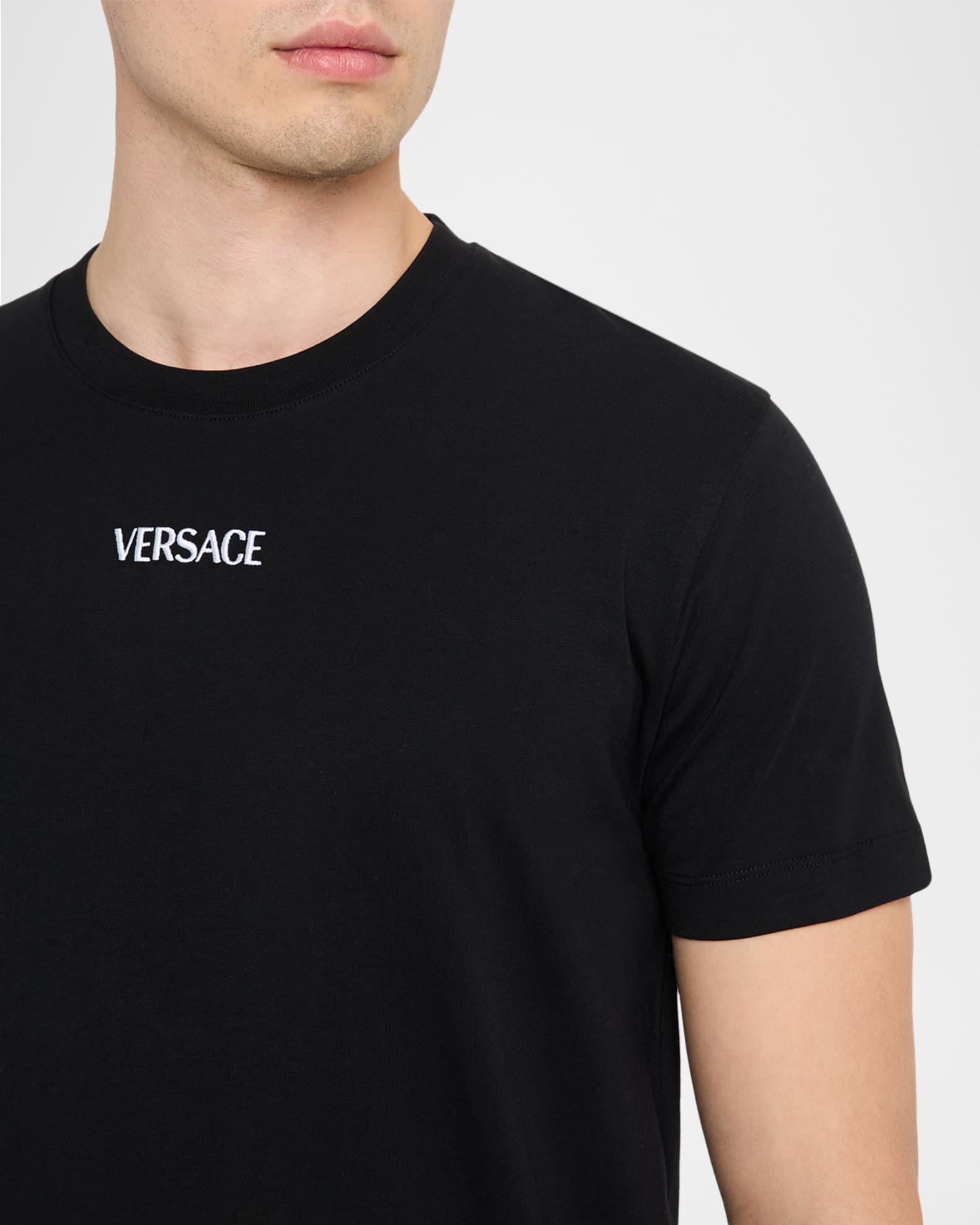 Versace Men's Cotton Embroidered Logo T-Shirt | Neiman Marcus