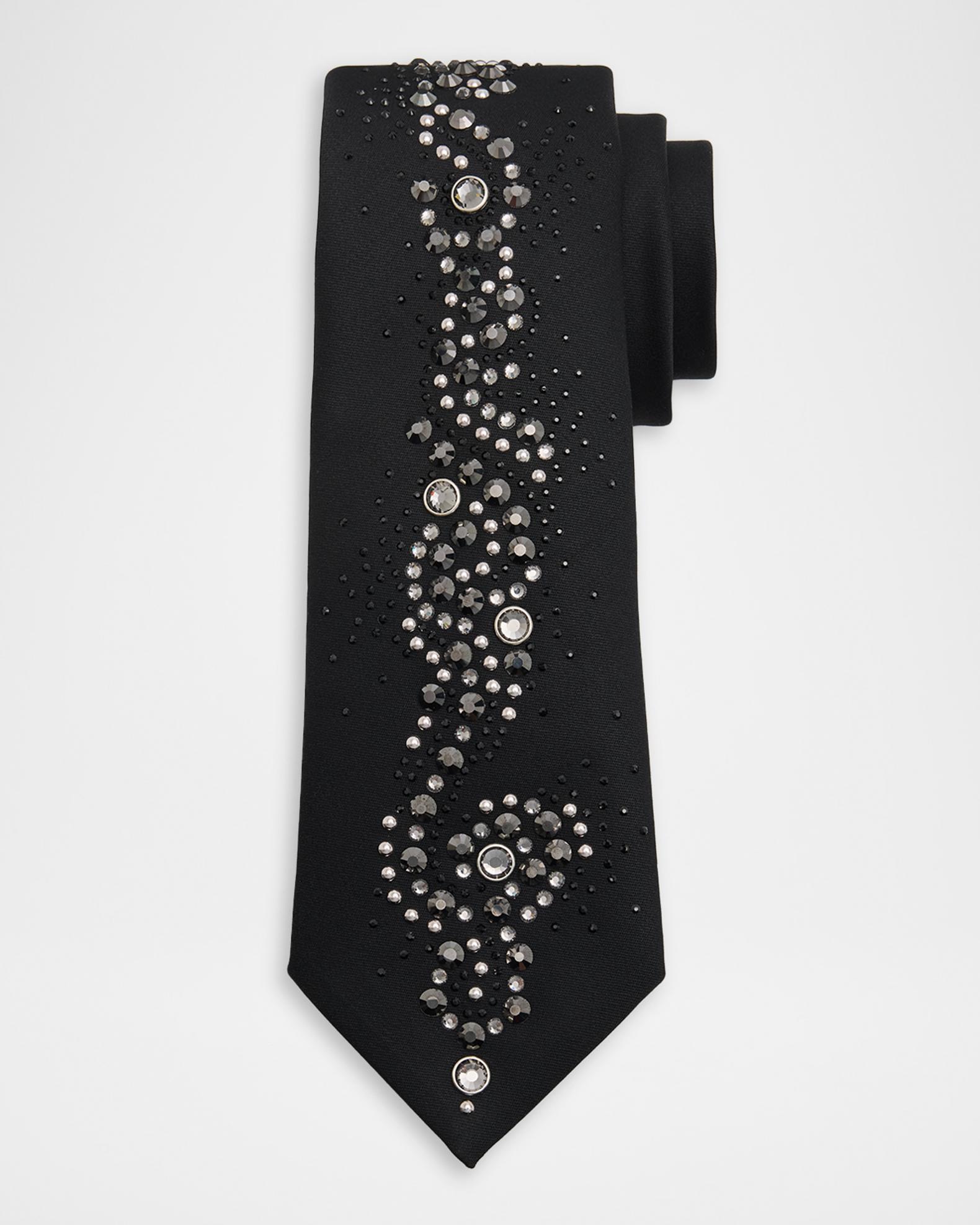 Versace Men's Wool Blend Medusa Rhinestone-Embellished Tie | Neiman Marcus