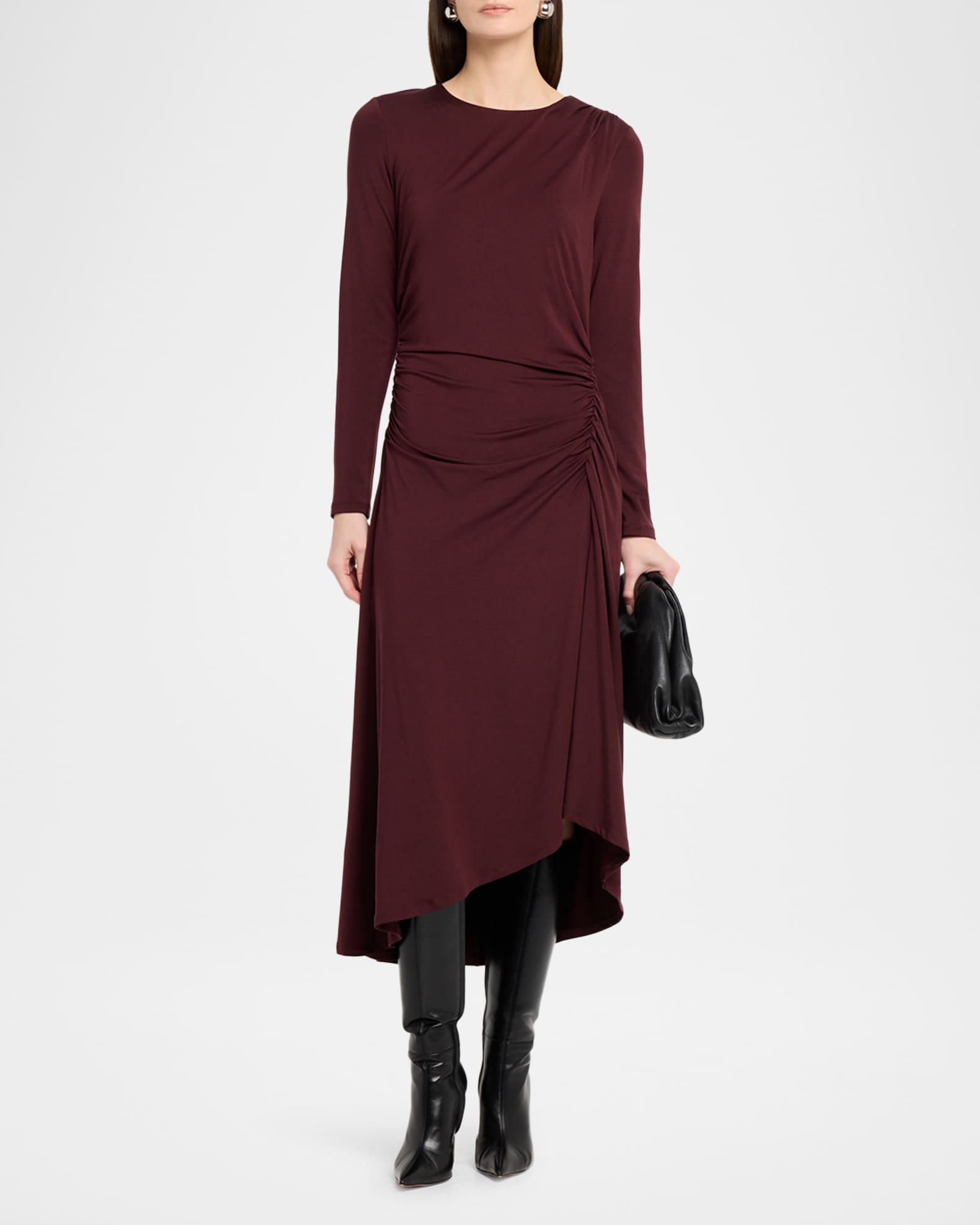 Veronica Beard Theodora Ruched Midi Dress - Raisin