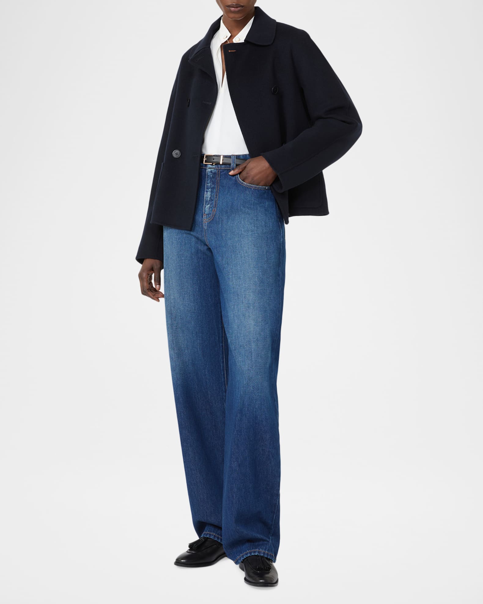 Max Mara Studio Eden Double-Breasted Broadcloth Jacket | Neiman Marcus