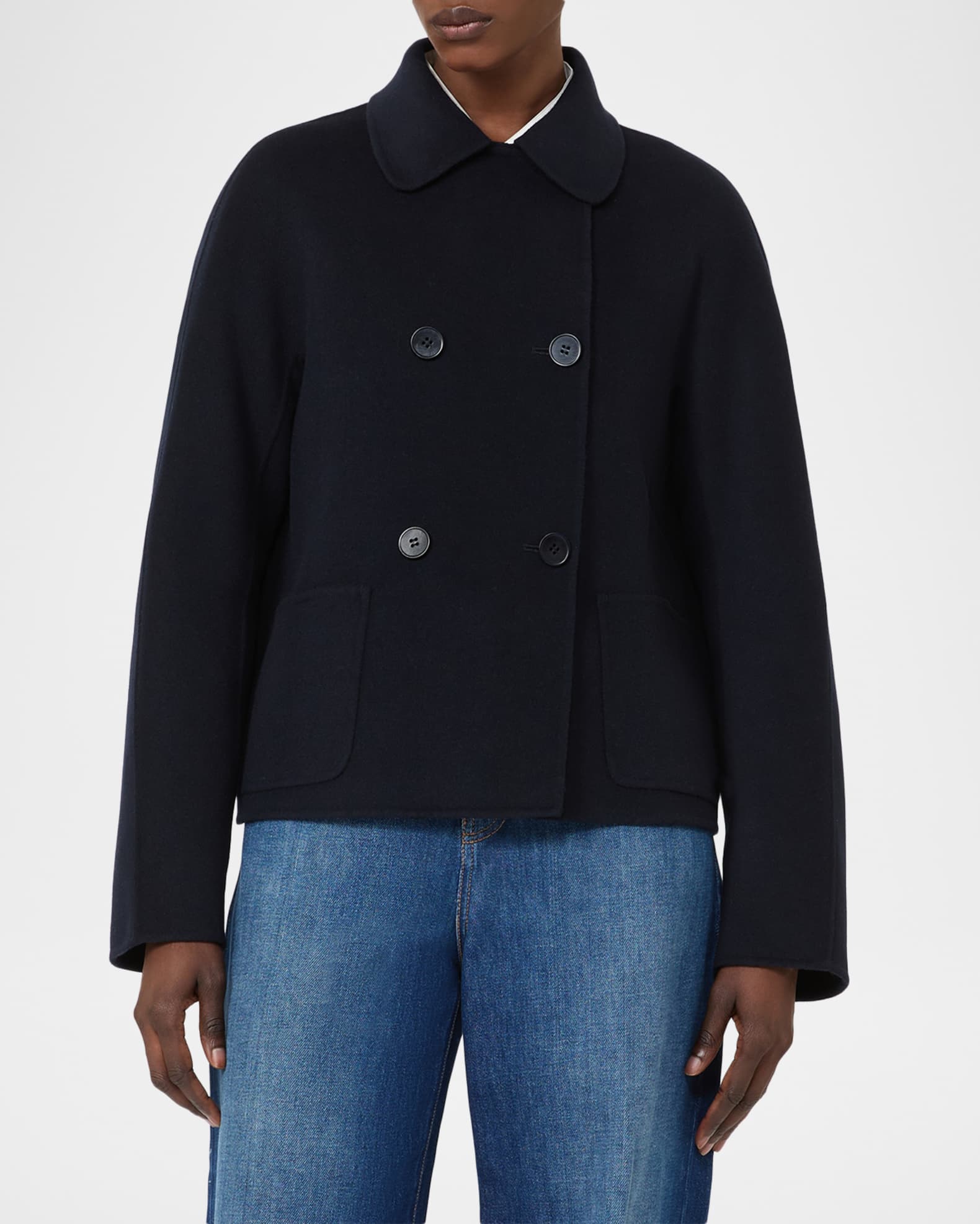 Max Mara Studio Eden Double-Breasted Broadcloth Jacket | Neiman Marcus