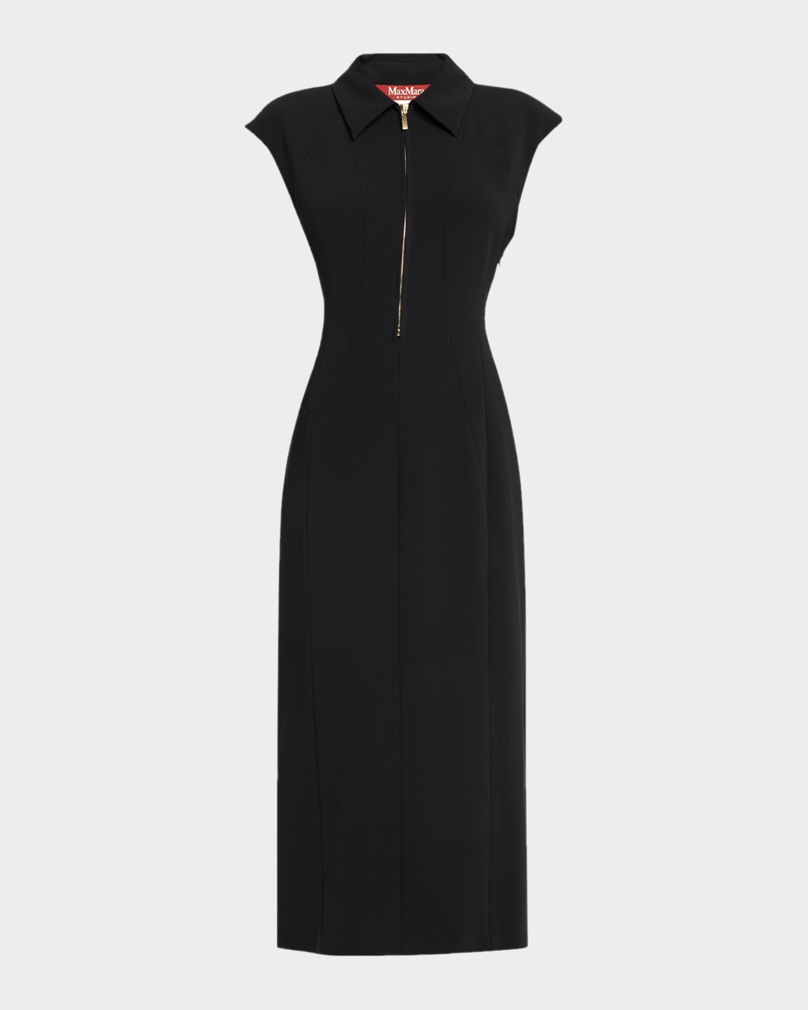 Max Mara Studio Cap-Sleeve Column Midi Dress | Neiman Marcus