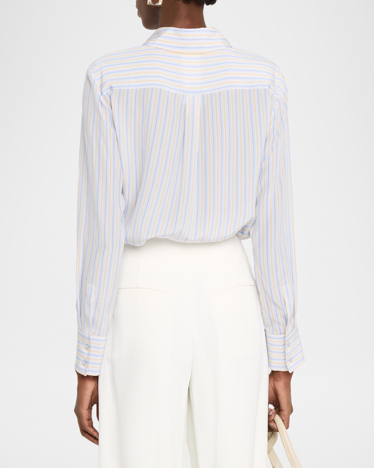 Max Mara Studio Striped Button-Down Silk Shirt | Neiman Marcus