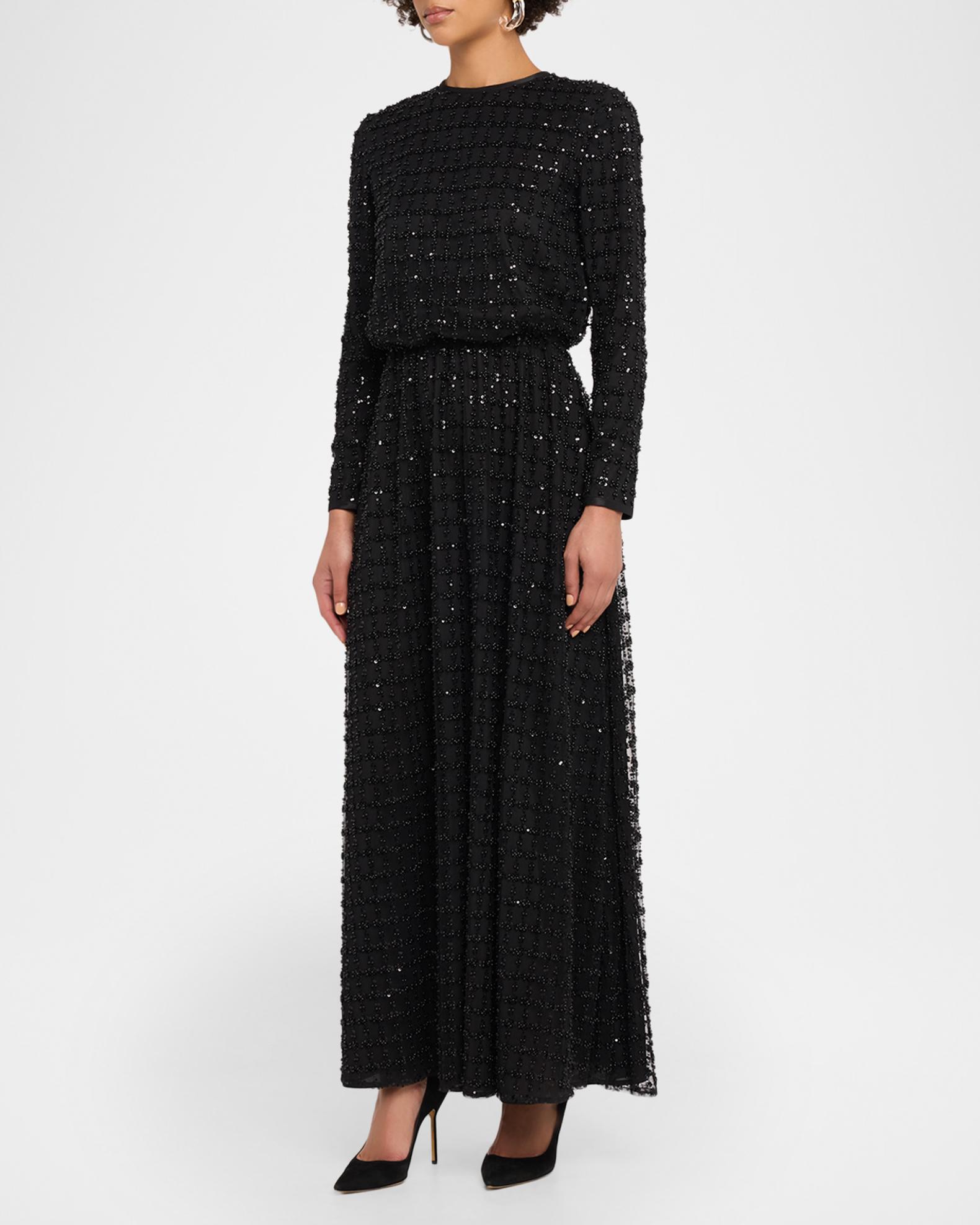Emporio Armani Sequined Tulle Long Dress | Neiman Marcus
