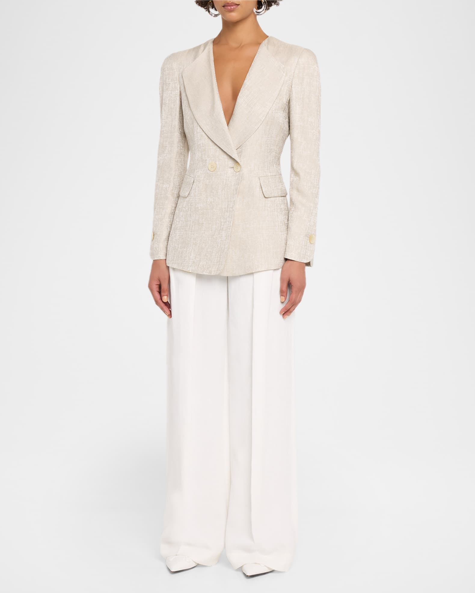 Emporio Armani Icon Double-Breasted Armure Jacquard Jacket